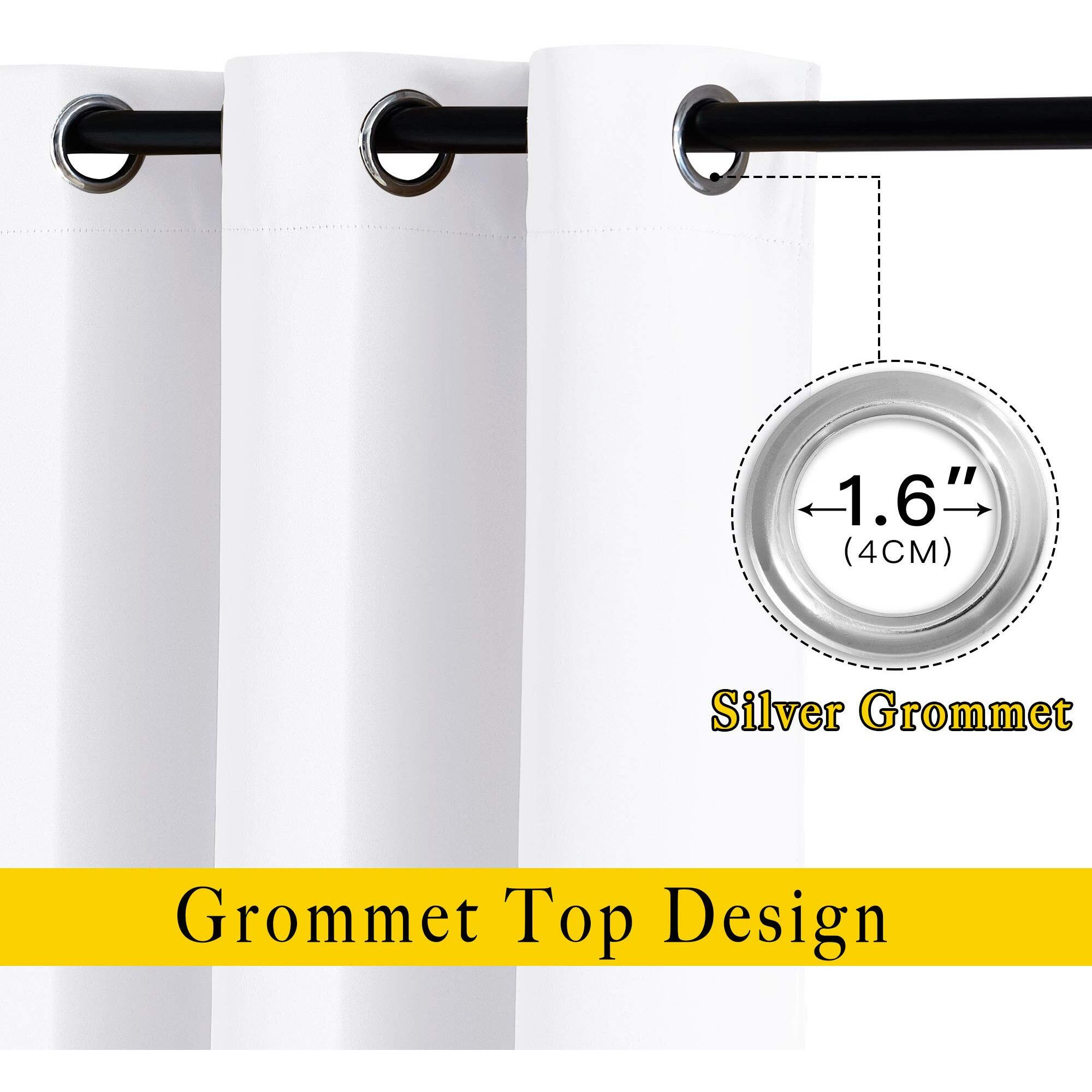 Nicetown White Window Draperies And Curtains - Home Fashion Grommet Top Drape Panels For Bedroom (Set Of 2, 66 By 72 Inch, White)