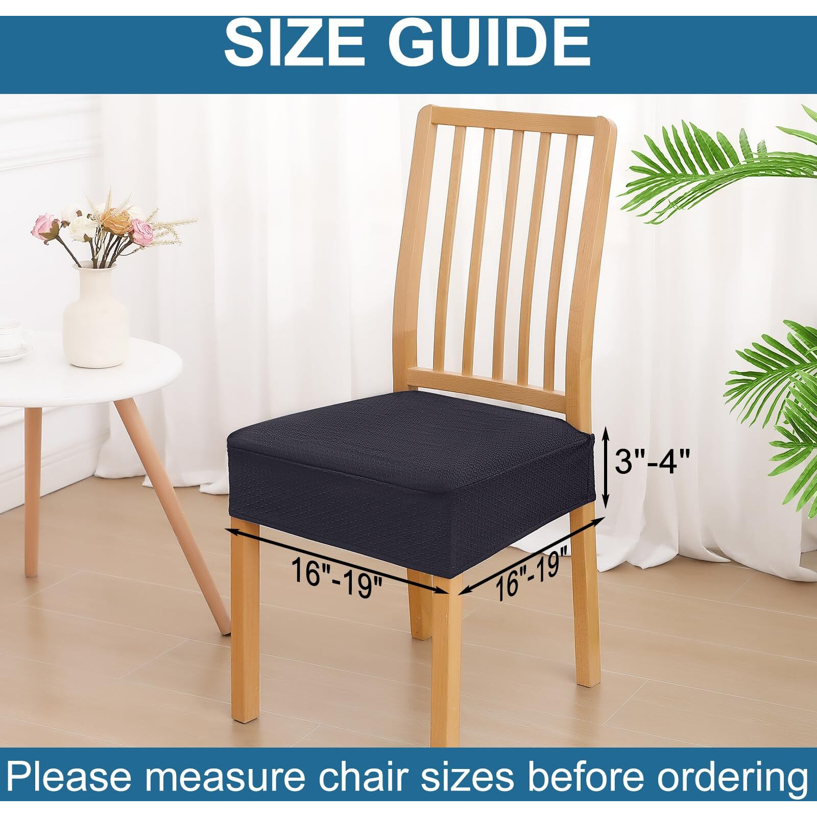 Smiry Waterproof Seat Covers For Dining Room Chairs Set Of 4, Stretch Jacquard Removable Washable Chair Seat Slipcovers Protector, No Rear Covers, Dark Grey