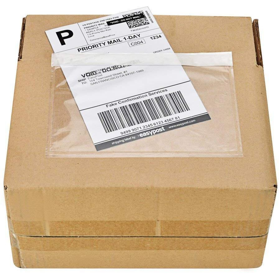 9527 Product 7.5" X 5.5" Clear Adhesive Top Loading Packing List/Shipping Label Envelopes (500 Pack)