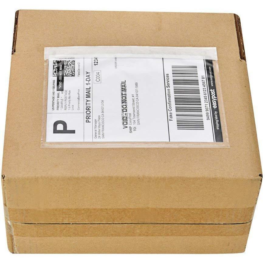 9527 Product 7.5" X 5.5" Clear Adhesive Top Loading Packing List/Shipping Label Envelopes (500 Pack)