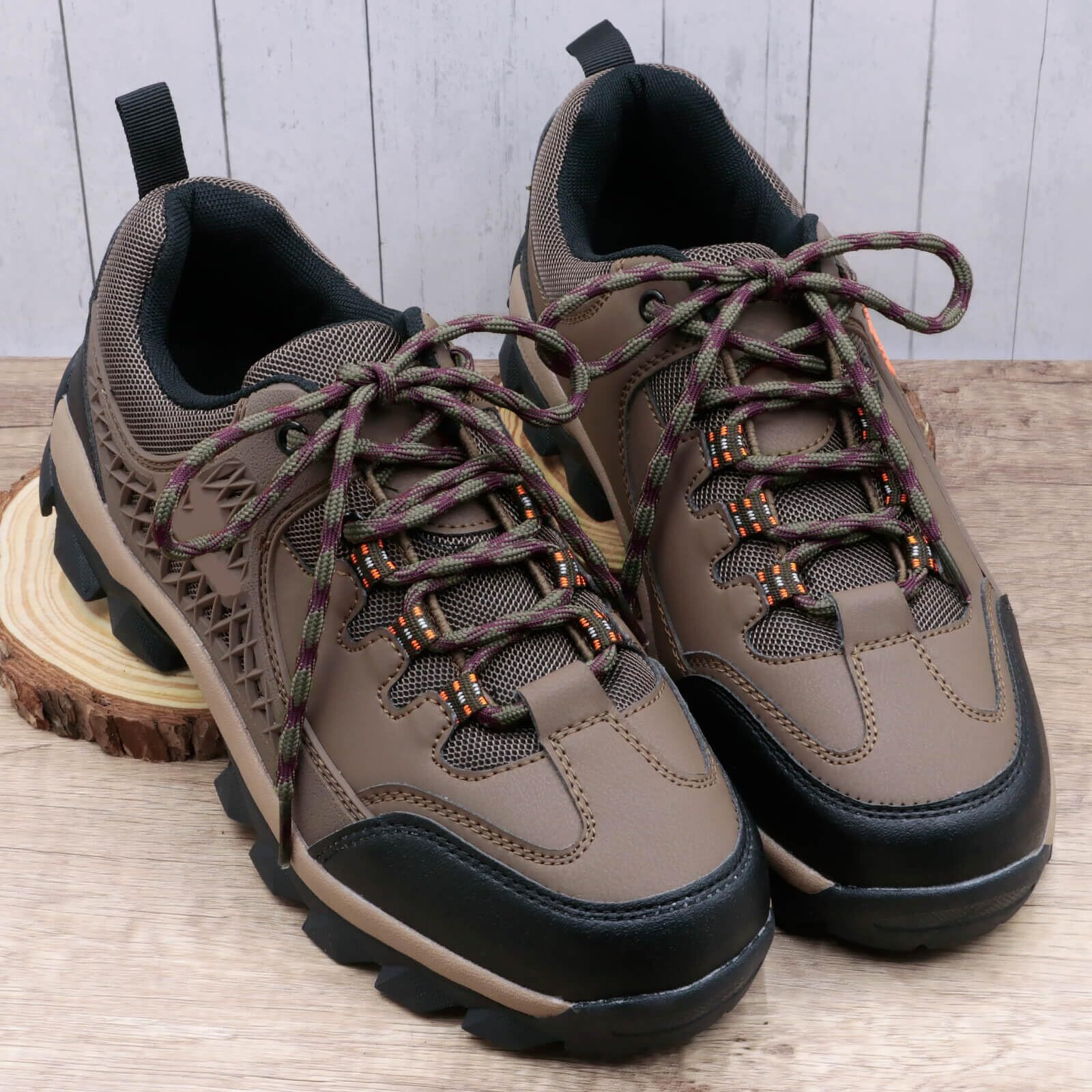 Delele 2 Pair Round Wave Shape Non Slip Heavy Duty And Durable Outdoor Climbing Shoelaces Gray&Purple Hiking Shoe Laces Shoestrings-87 Inch