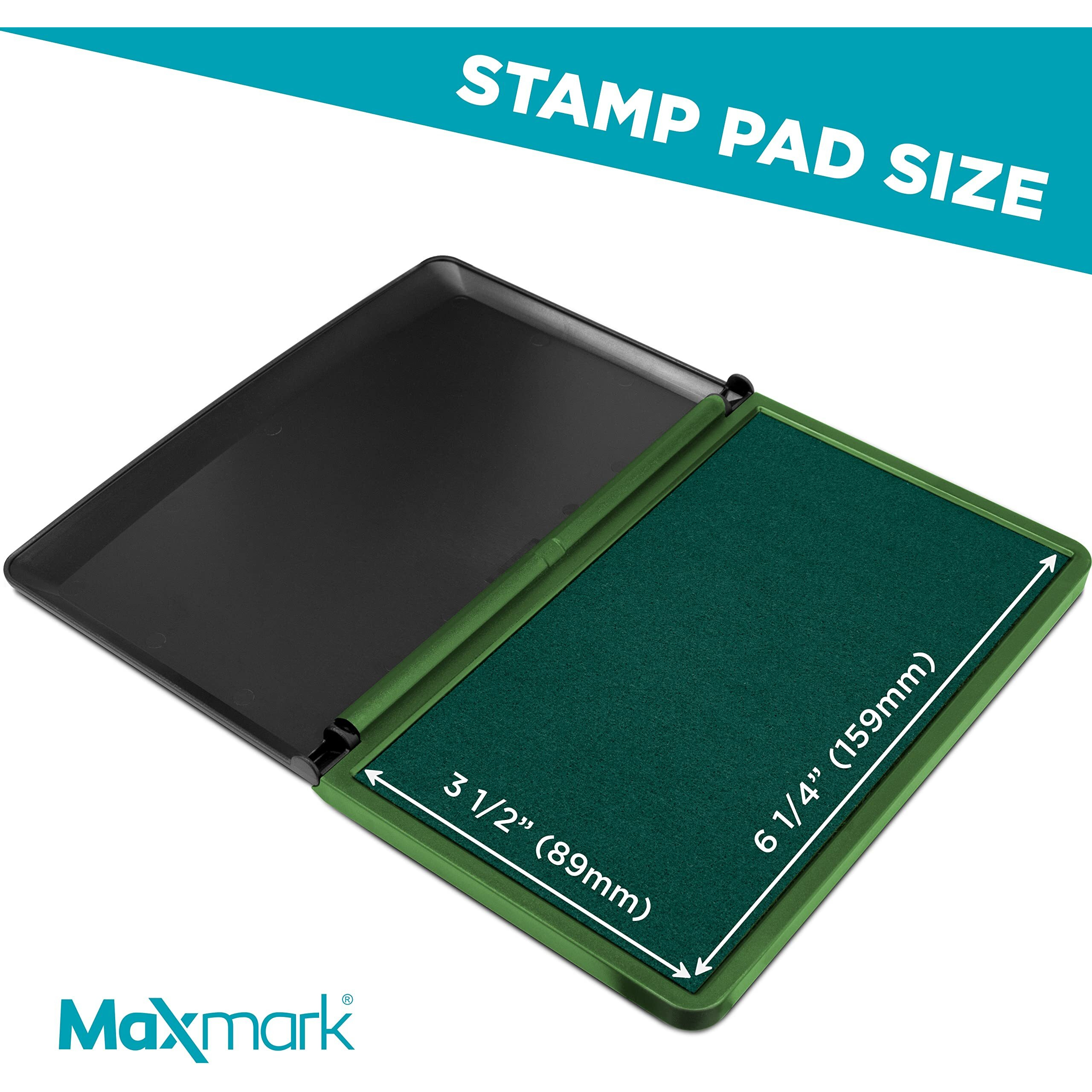 Maxmark Large Premium Green Ink Stamp Pad - 3.5" X 6.25" - Quality Felt Pad
