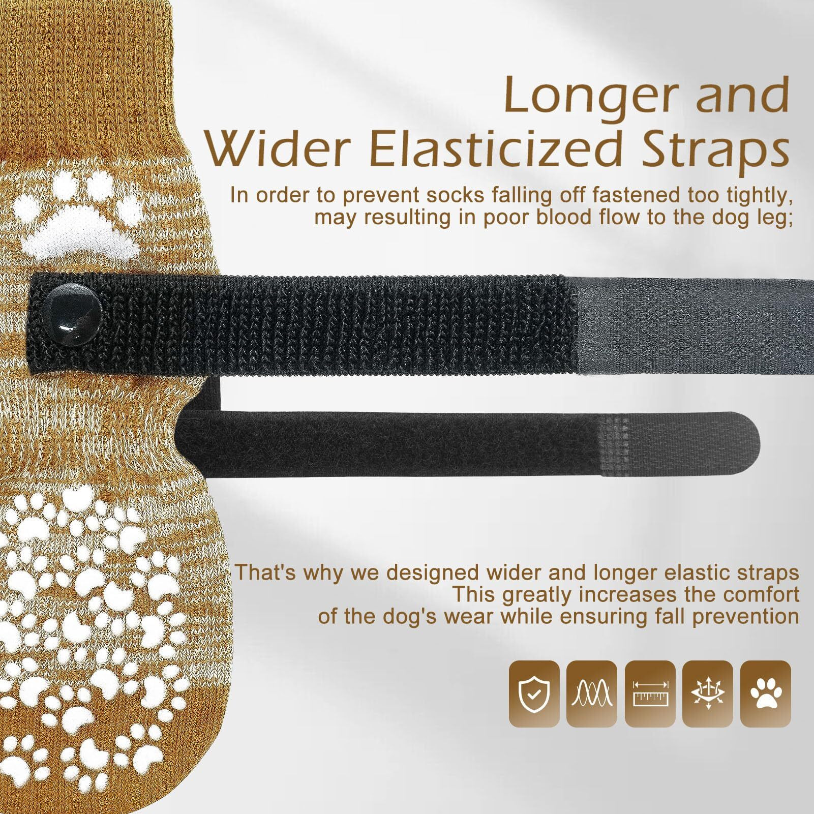 Expawlorer Double Side Anti-Slip Dog Socks With Adjustable Straps-Strong Grips Traction Control For Indoor On Hardwood Floor Wear,Best Paw Protector For Puppy Small Medium Large Dogs,X-Large (6 Count)