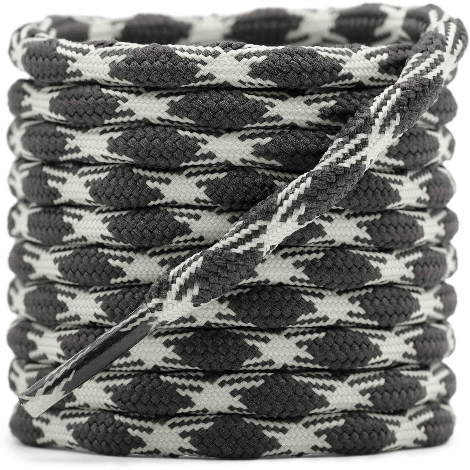 Delele 2 Pair Round Wave Shape Non Slip Heavy Duty And Durable Outdoor Climbing Shoelaces Khaki&Brown Hiking Shoe Laces Shoestrings-87 Inch