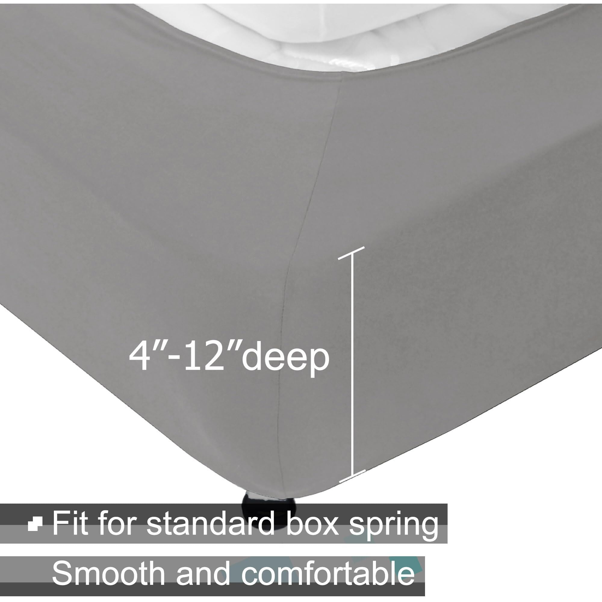 Box Spring Cover King/Cal King Size - Jersey Knit & Stretchy Wrap Around 4 Sides Bed Skirt For Hotel & Home, Silver