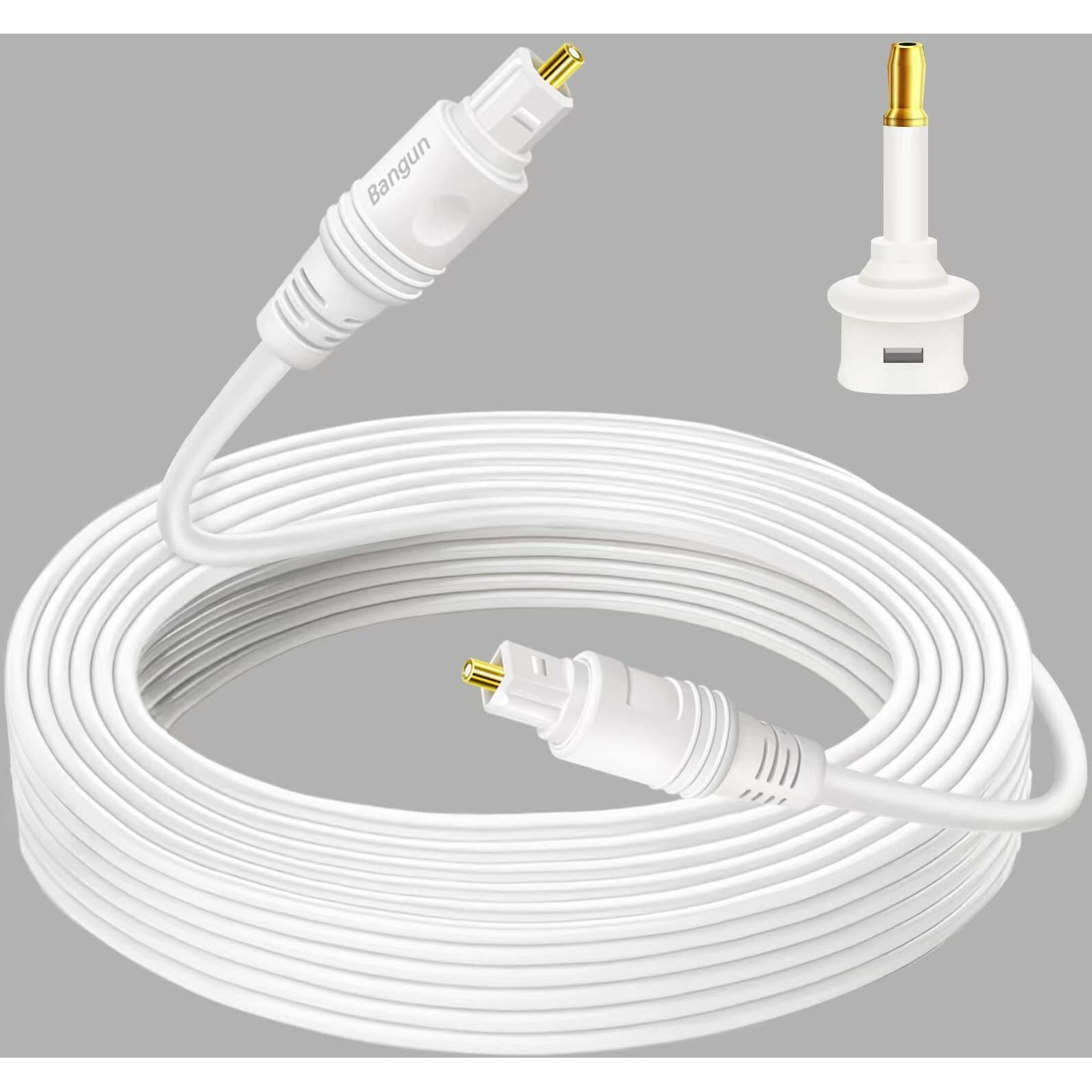 Bangun 60 Feet White Optical Audio Cable, Slim Optical Cable, Toslink Digital Audio Cable, Fiber Optic Audio Cable, Optic Cable For Sound Bar/Tv/Ps4/Xbox