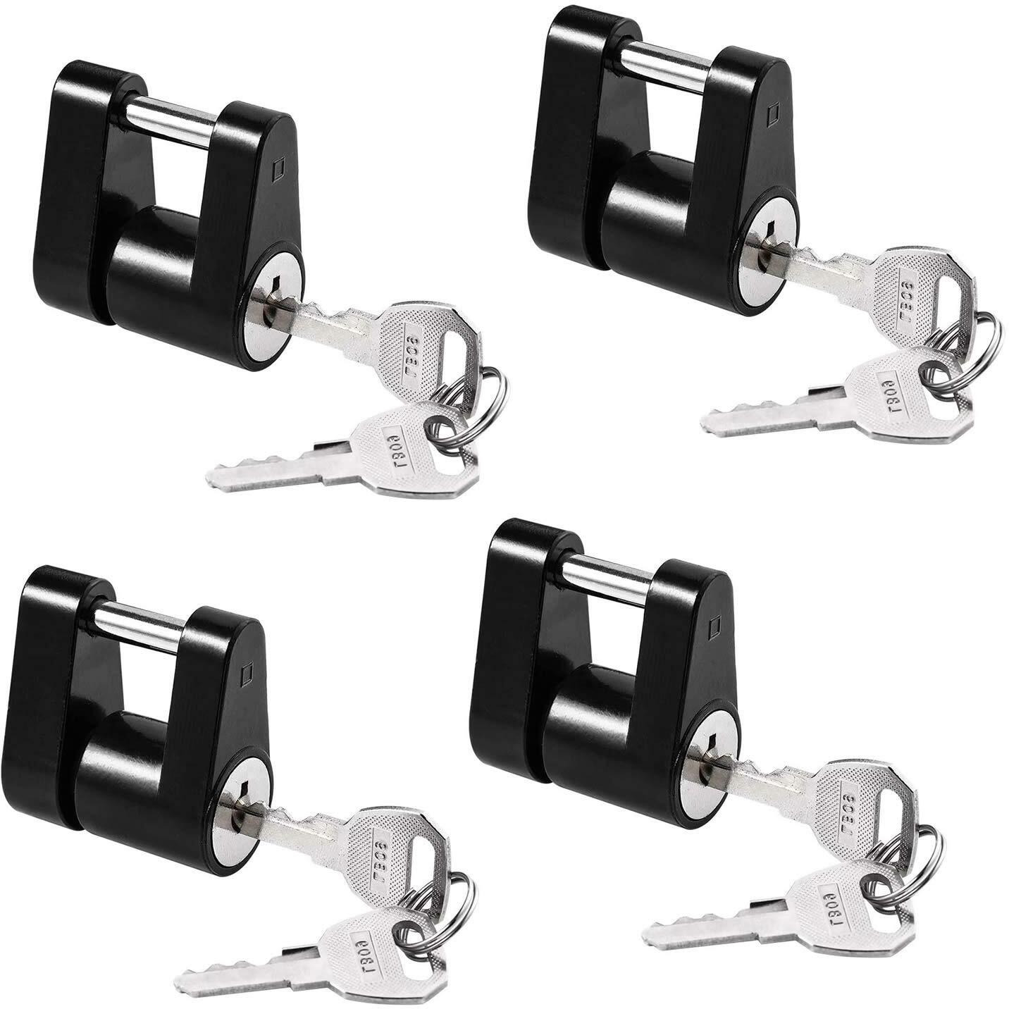 Czc Auto Black Trailer Hitch Coupler Lock, Dia 1/4 Inch, 3/4 Inch Span For Tow Boat Rv Truck Car's Coupler Keyed Alike (4 Pack, Black)