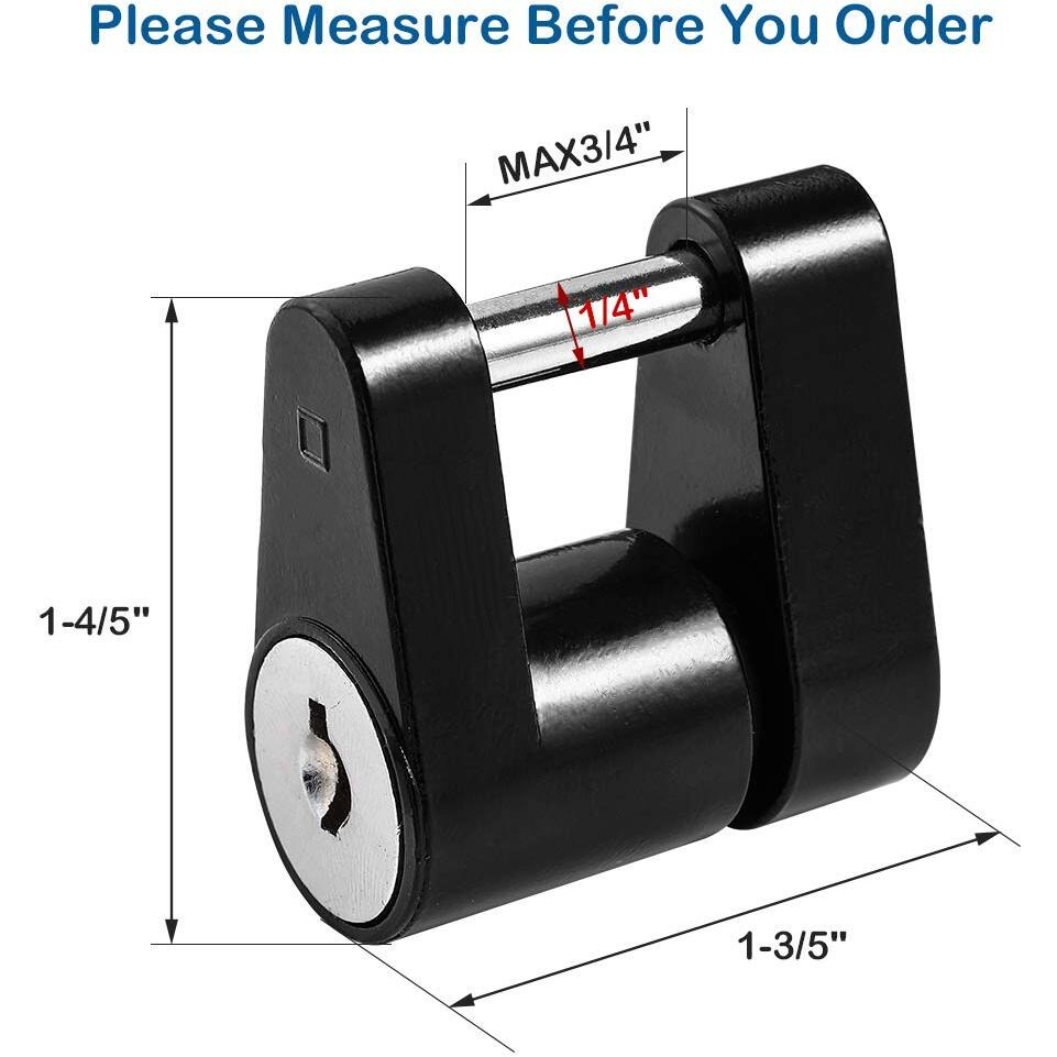 Czc Auto Black Trailer Hitch Coupler Lock, Dia 1/4 Inch, 3/4 Inch Span For Tow Boat Rv Truck Car's Coupler Keyed Alike (4 Pack, Black)