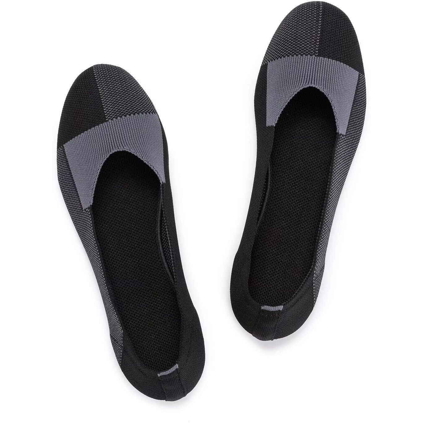 Frank Mully Womens Knit Ballet Flat Round Toe Slip On Flats Shoes Classic Low Wedge Ballerina Walking Flats Shoes Grey, 8