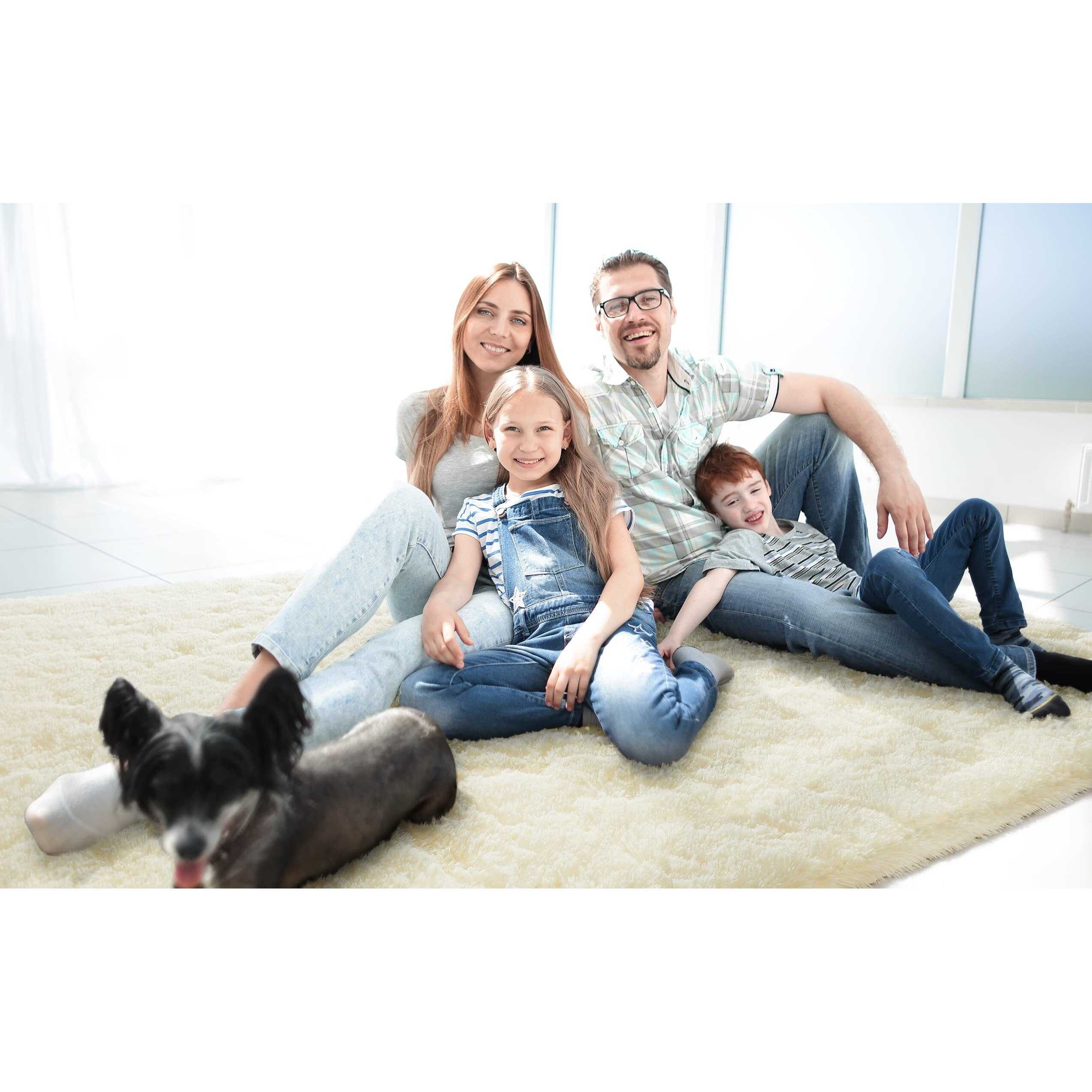 Lochas Ultra Soft Indoor Modern Area Rugs Fluffy Living Room Carpets For Children Bedroom Home Decor Nursery Rug 3X5 Feet, Light Champagne