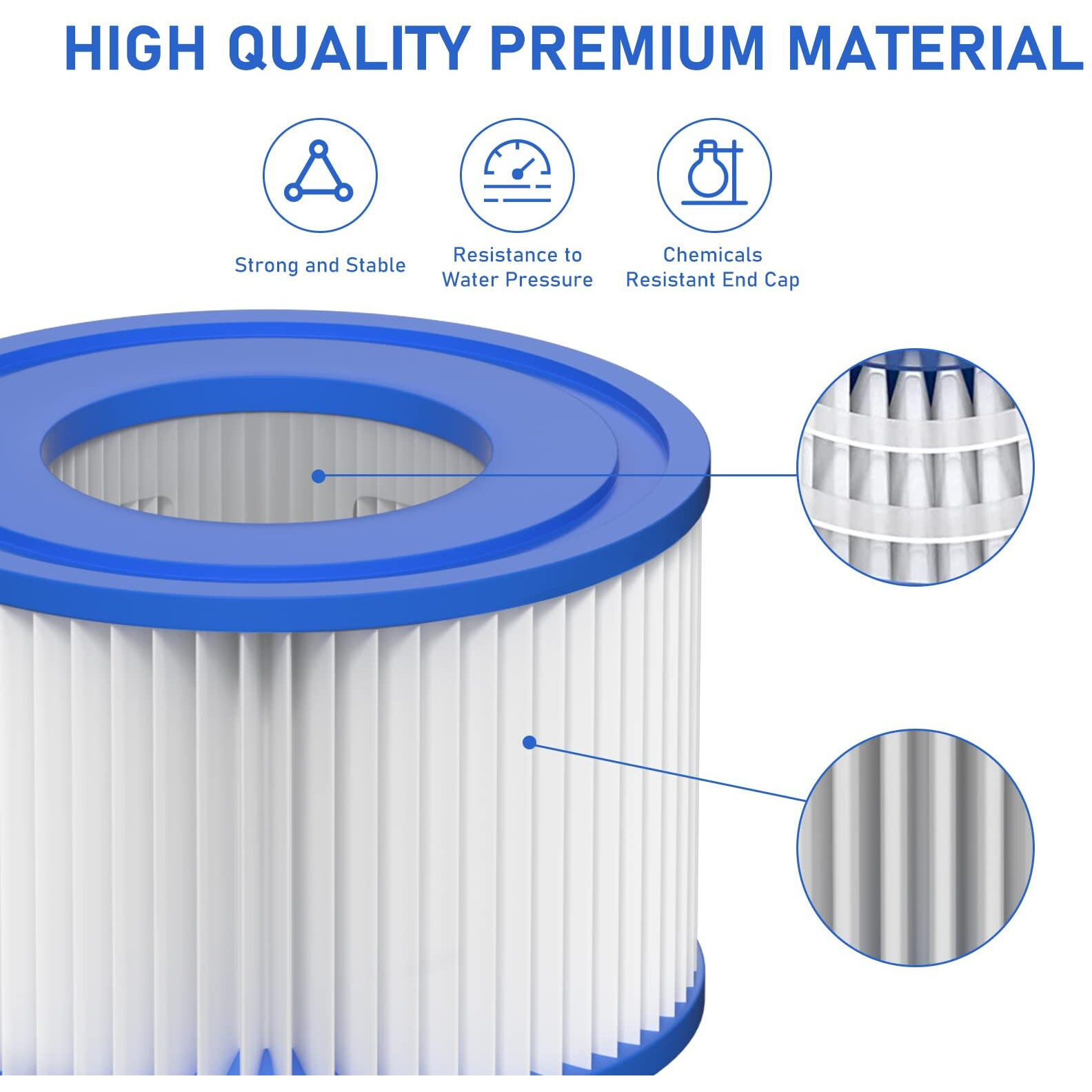 Vickmons Type Vi Hot Tub Filter Cartridge Compatible With Lay-Z-Spa, Coleman Saluspa 90352E, 58323E, 58323 Swimming Pool Pump (8 Pack)