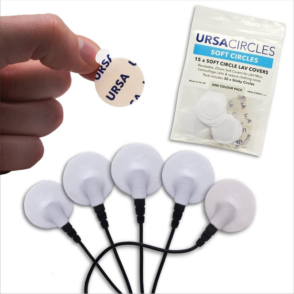 Ursa Soft Circles Reusable Soft Covers That Provide A Shield Against The Wind And Camouflage For Lavalier Mics. (15X Soft Circles + 30X Stickies, White)