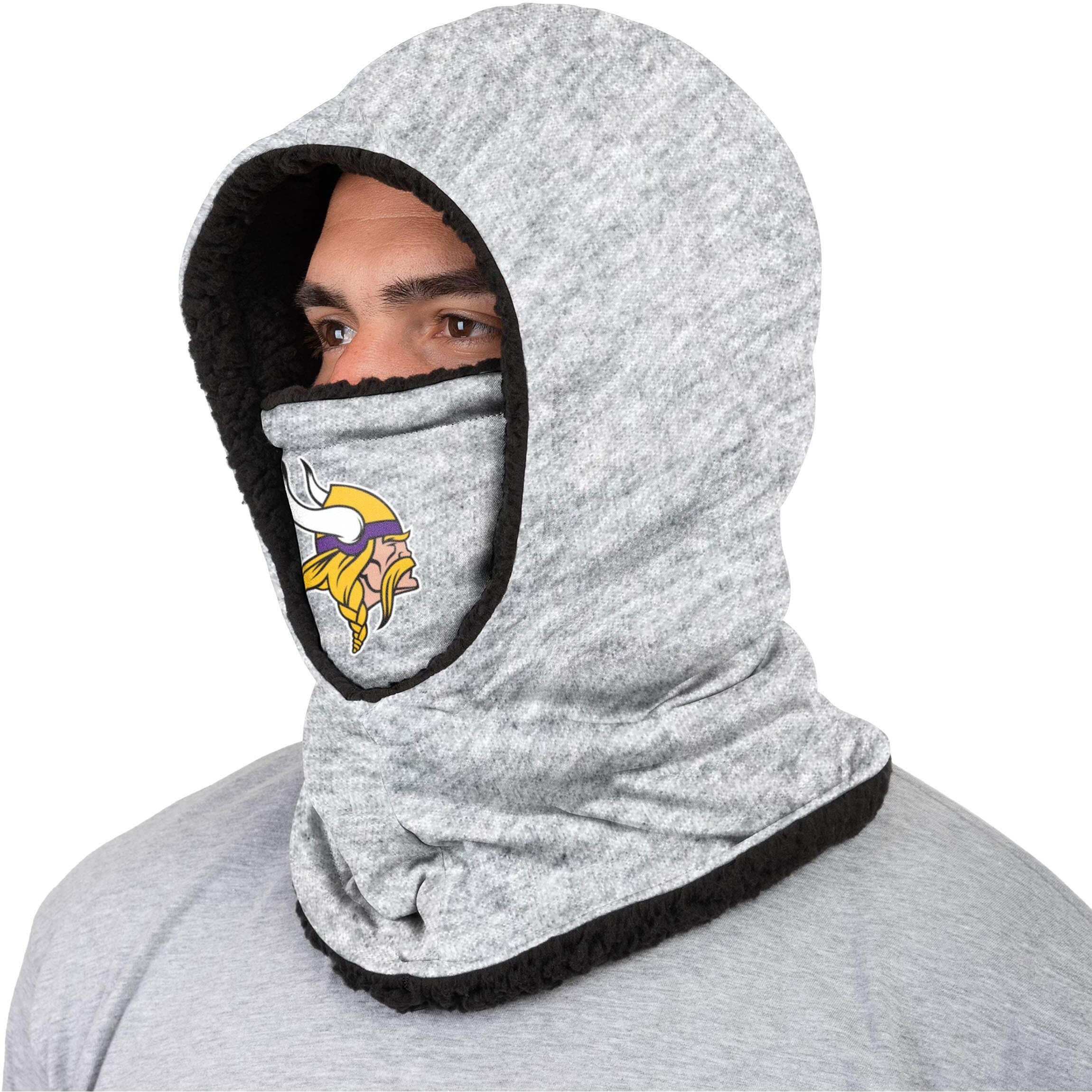 Minnesota Vikings Nfl Heather Grey Big Logo Hooded Gaiter