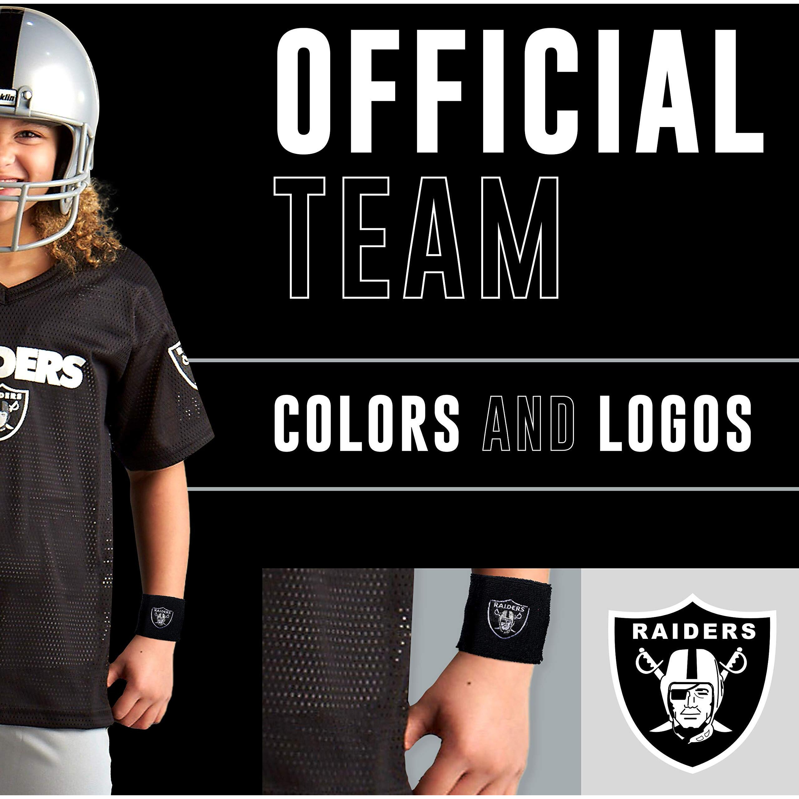 Franklin Sports Unisex Adult Wristbands Franklin Sports Nfl Oakland Raiders Embroidered Wristbands, Black, Osfm Us
