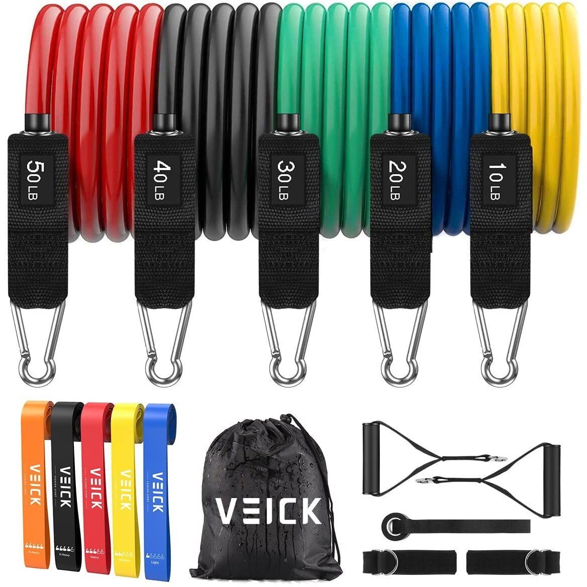 Veick Resistance Bands For Working Out, Exercise Bands, Workout Bands, Resistance Bands Set With Handles For Men Women , Weights For Strength Training Equipment At Home