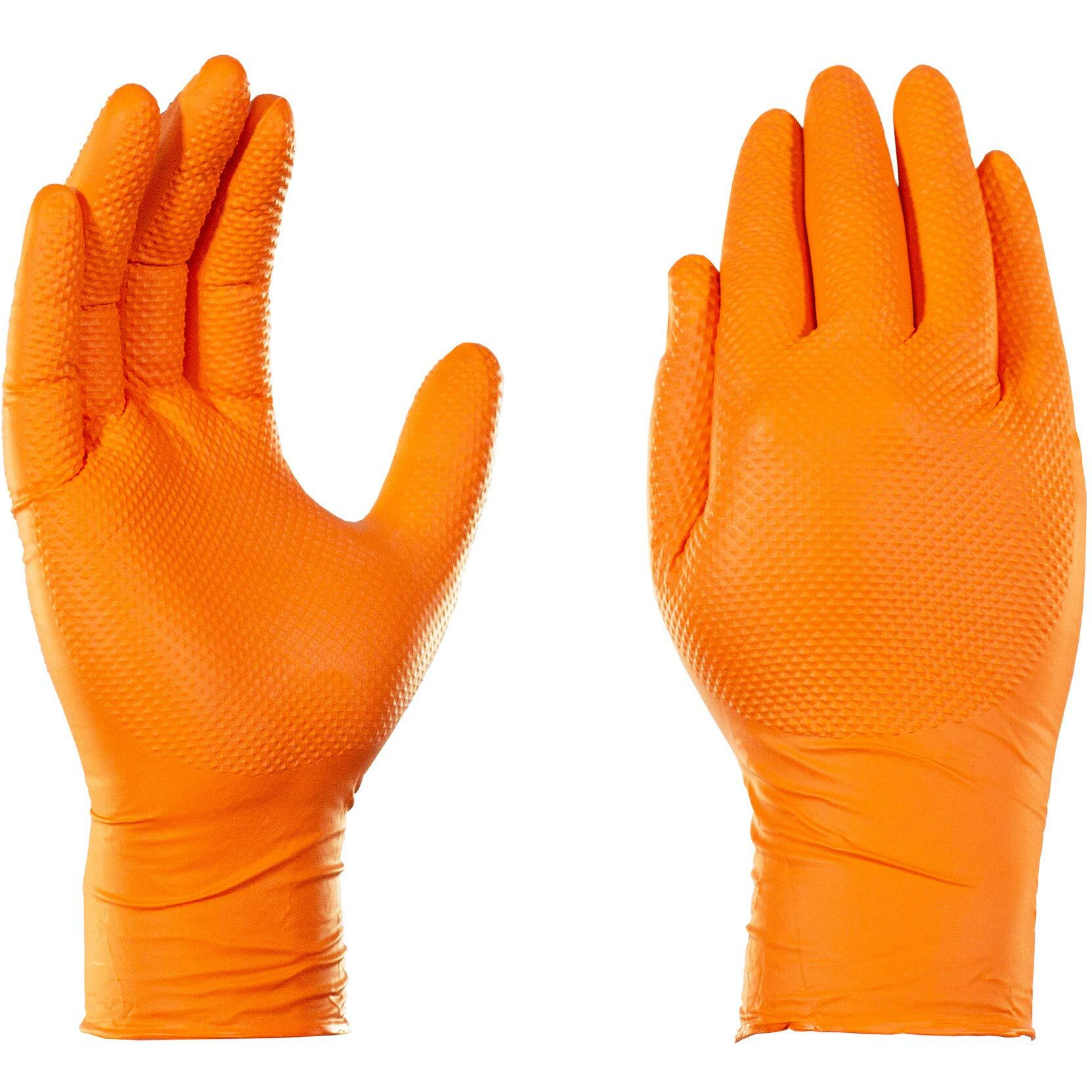 Gloveworks Hd Orange Nitrile Industrial Disposable Gloves, 8 Mil, Latex-Free, Raised Diamond Texture, Xx-Large, 2 Boxes Of 100