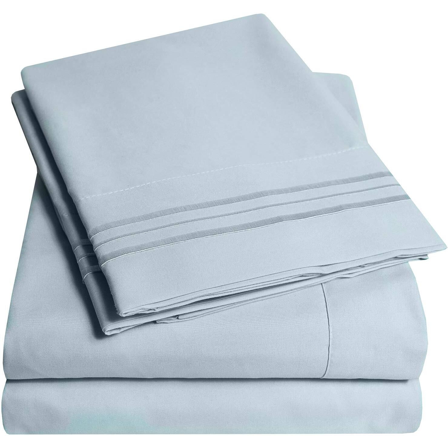 1500 Supreme Collection Full Sheet Sets Misty - Luxury Hotel Bed Sheets And Pillowcase Set For Full Mattress - Extra Soft, Elastic Corner Straps, Deep Pocket Sheets, Full Misty