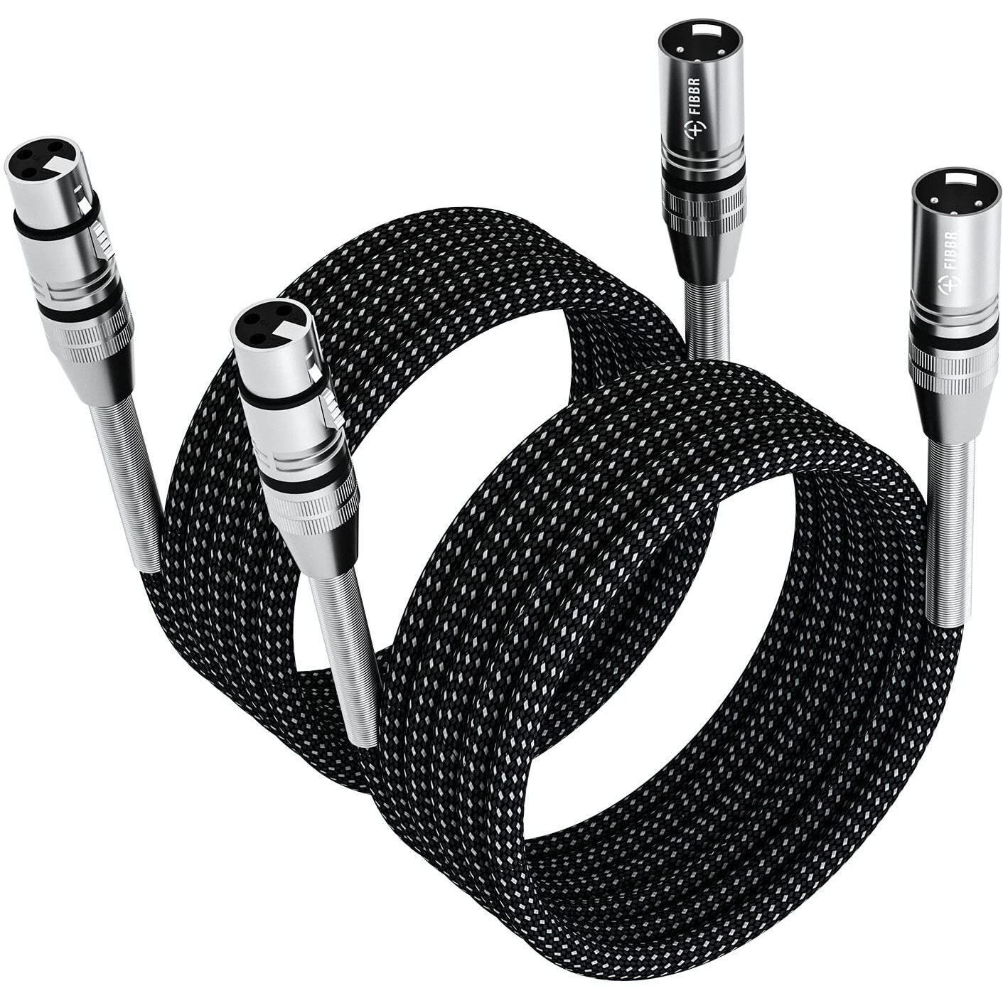 Fibbr Xlr Cable 6Ft-2 Pack, Microphone Cable Nylon Braided Xlr Male To Female Heavy Duty Balanced Microphone Cord Compatible With Preamps/Speaker Systems And More