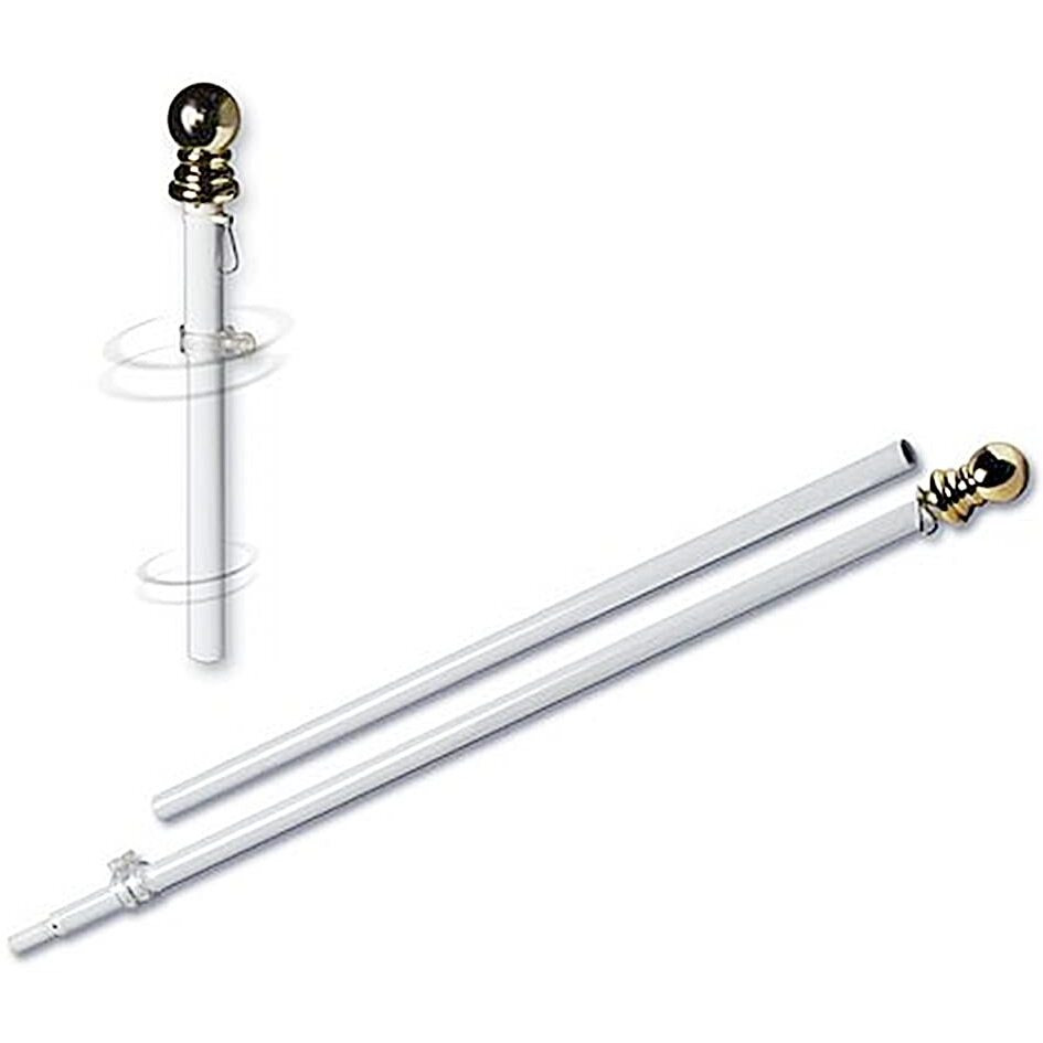 Grace Alley Flag Pole 6 Foot Tangle Free Spinning Flag Pole. Residential Or Commercial Flag Pole. Wind Resistant/Rust Free. (White)