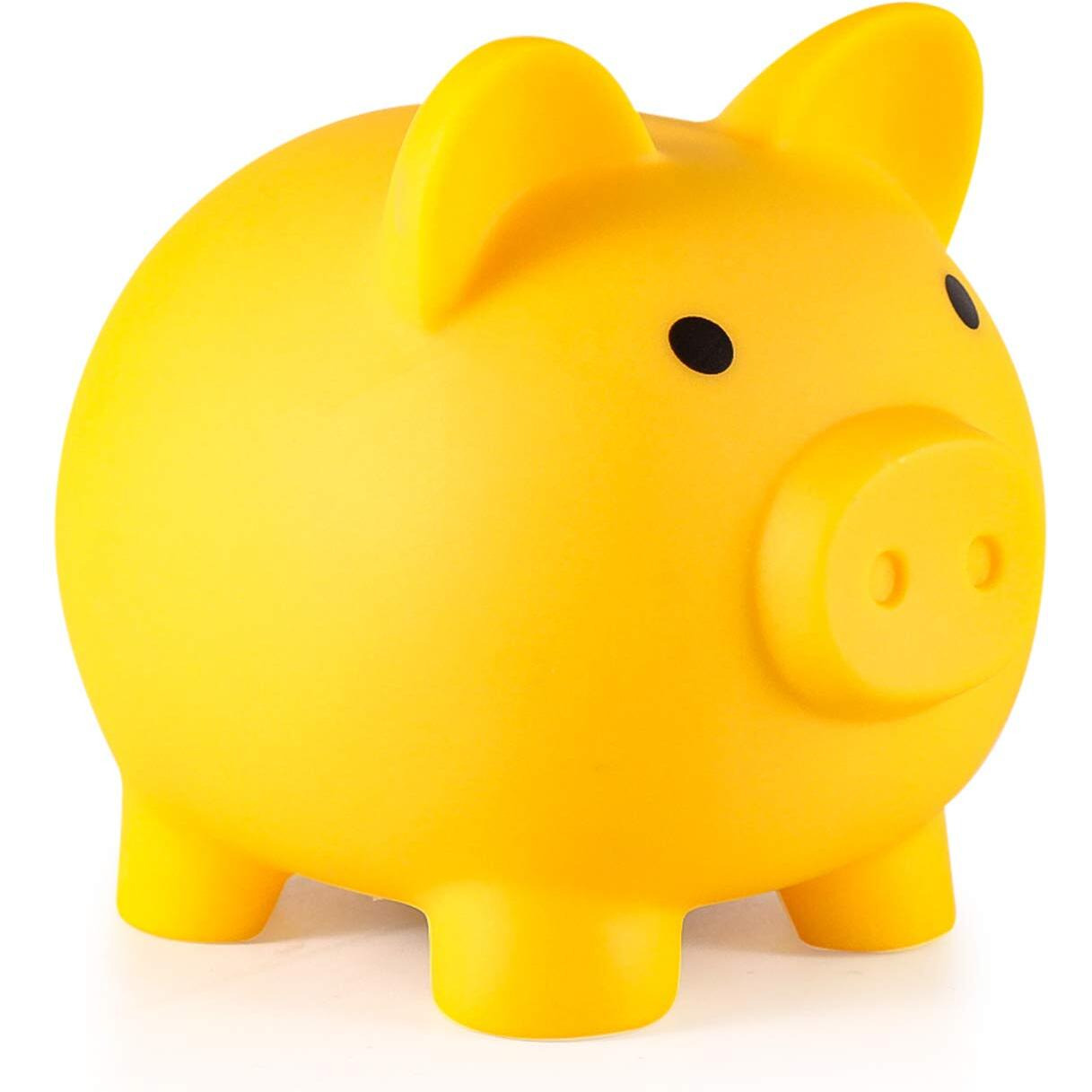 Piggy Bank, Unbreakable Plastic Money Bank, Coin Bank For Girls And Boys, Medium Size Piggy Banks, Practical Gifts For Birthday, Christmas, Baby Shower (Yellow)