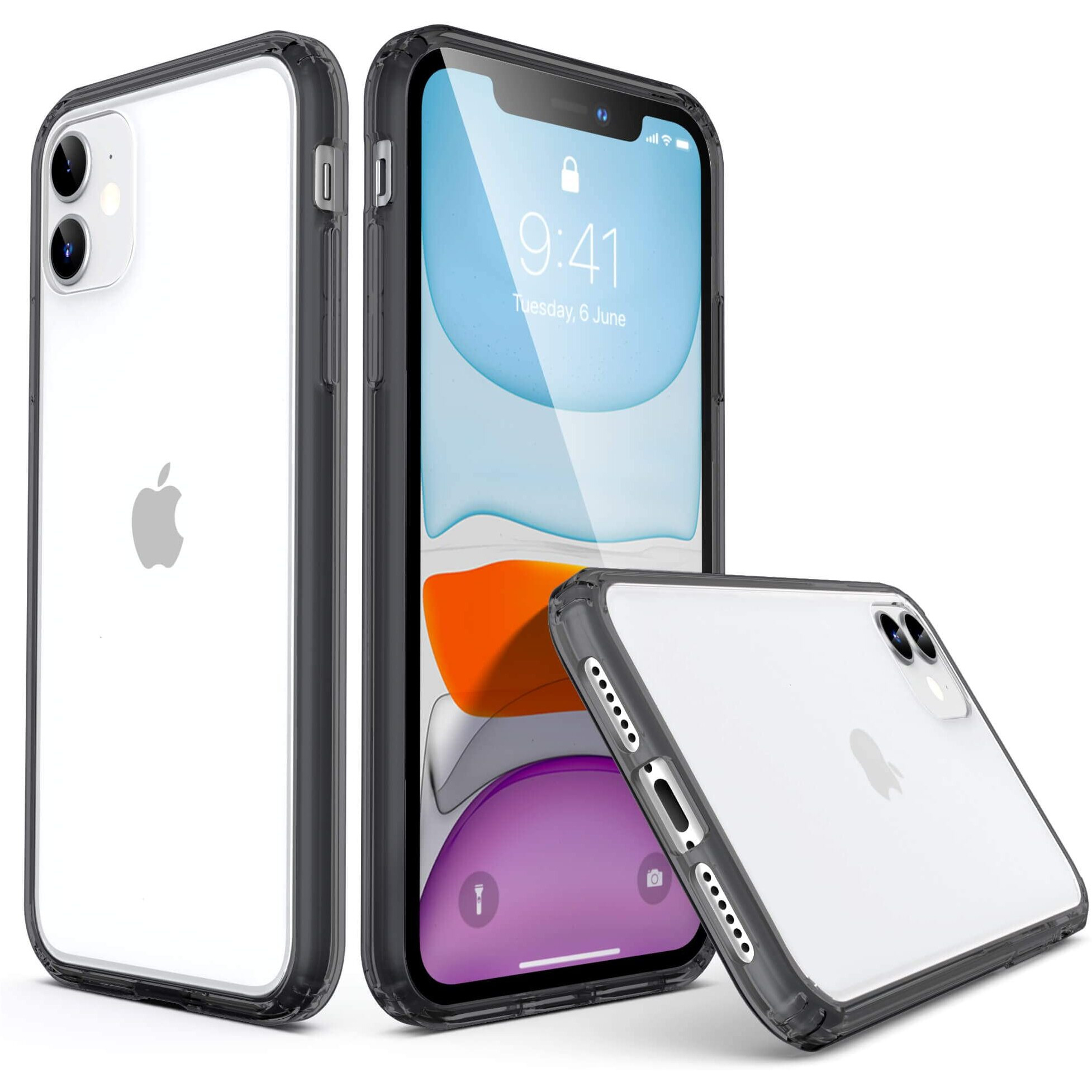 Ulak Compatible With Iphone 11 Case Clear With Color Border Hybrid Shockproof Protective Phone Case, Slim Transparent Anti-Scratch Tpu Bumper Cover For Iphone 11 6.1 Inch, Black