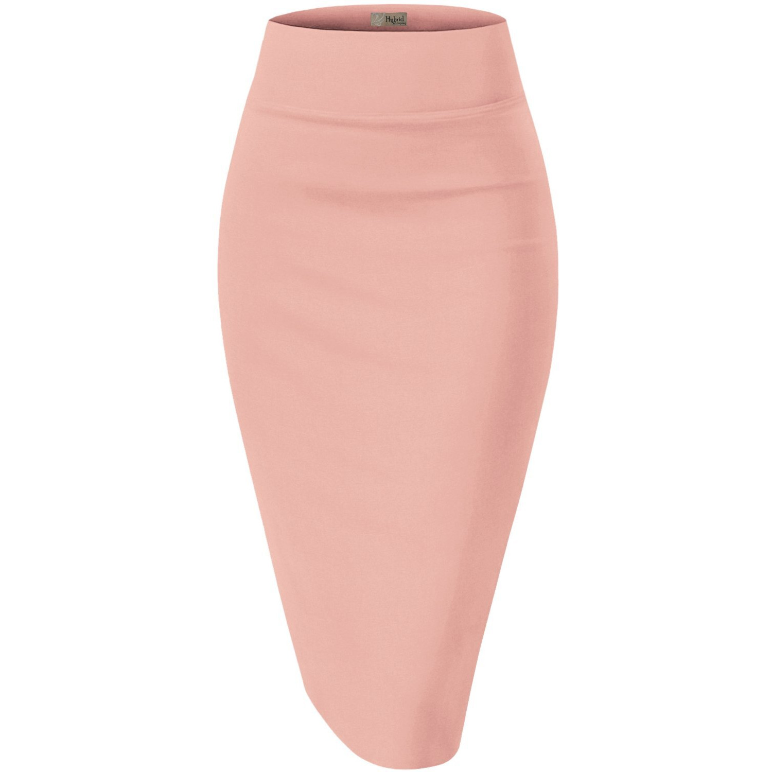 Womens Premium Nylon Ponte Stretch Office Pencil Skirt Made Below Knee Ksk45002 1073T Blush Xl