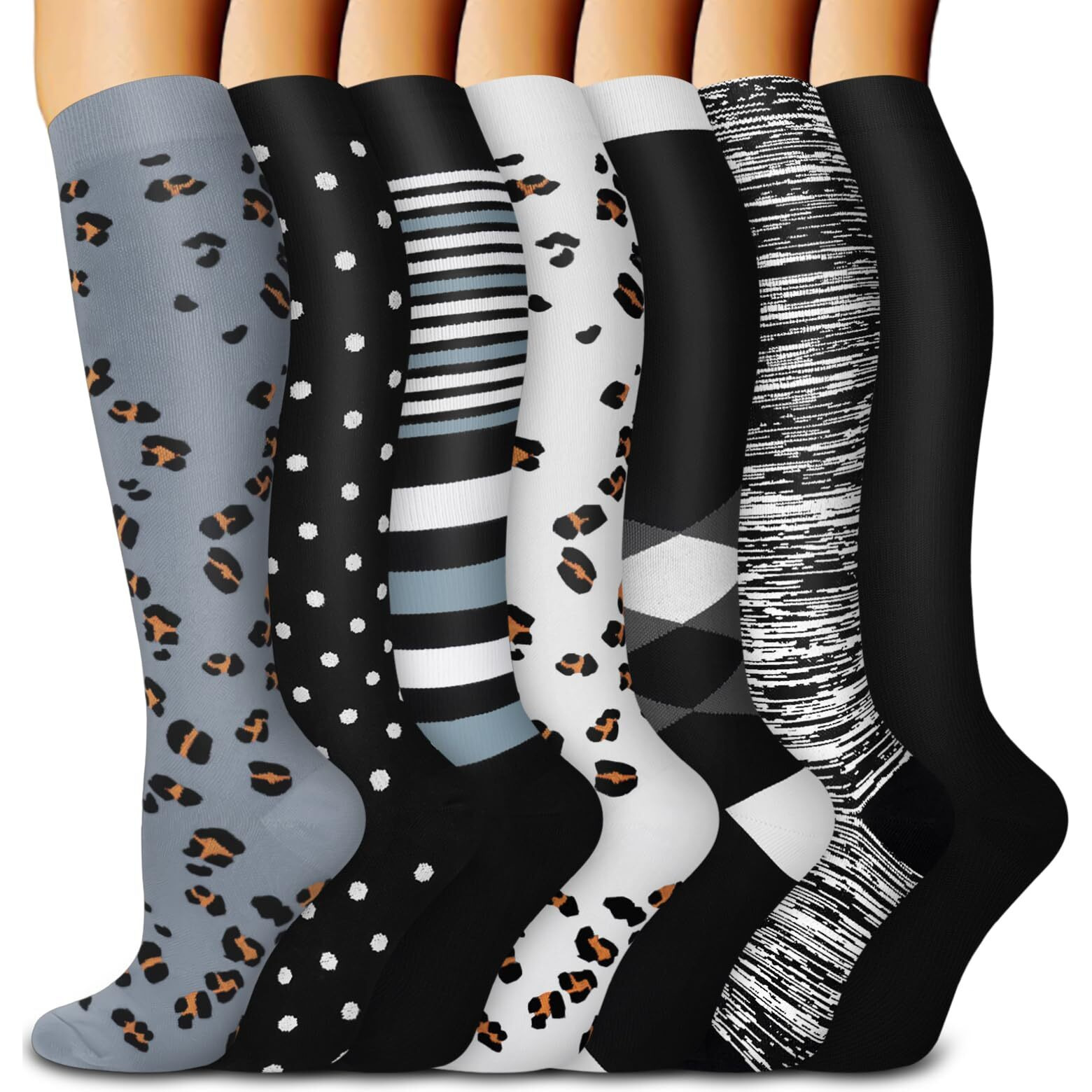 Aoliks Leopard Compression Socks For Women & Men, Support Socks For Travel Cycling Circulation