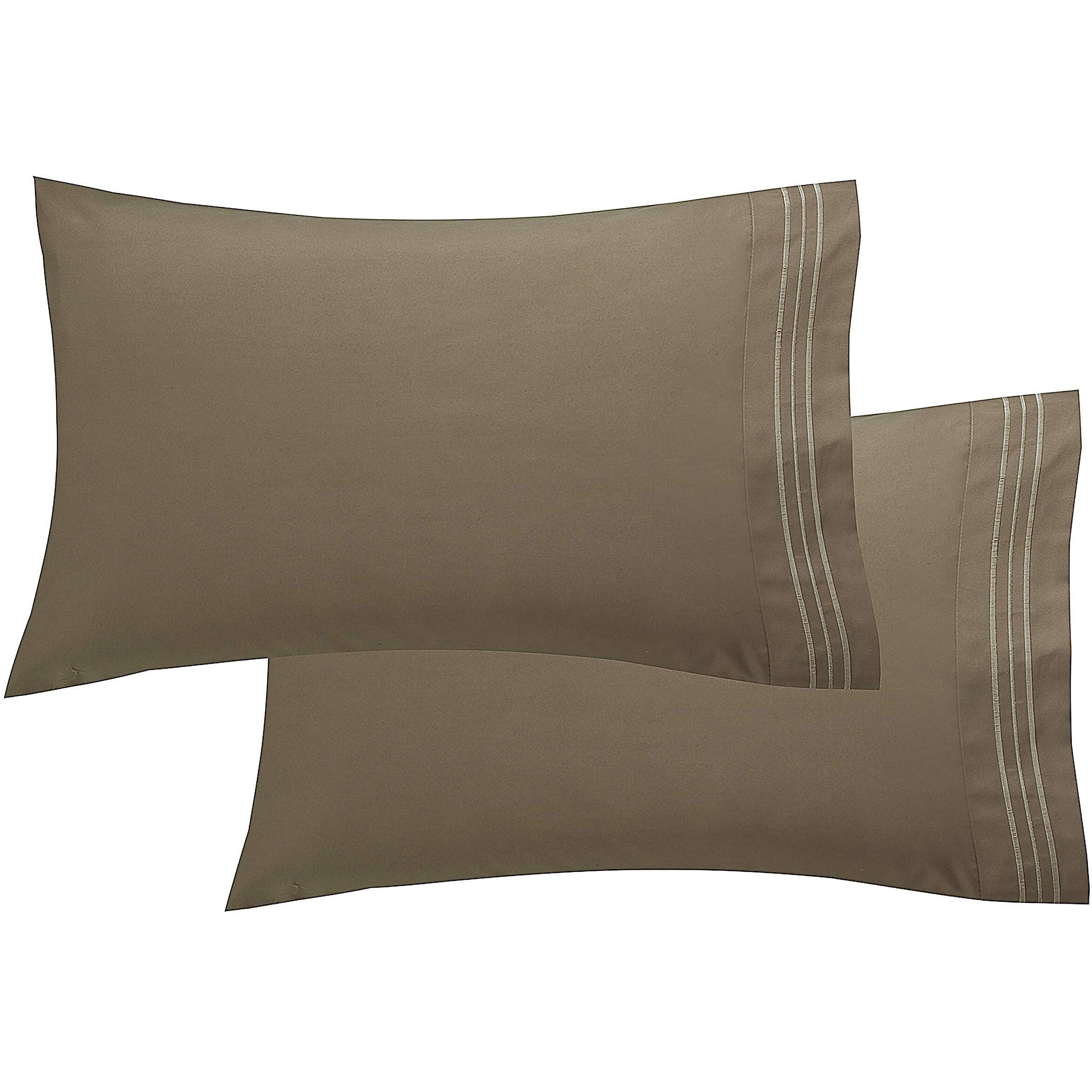 Elegant Comfort Luxury Ultra-Soft 2-Piece Pillowcase Set 1500 Thread Count Egyptian Quality Microfiber Double Brushed-Wrinkle Resistant, King, Taupe