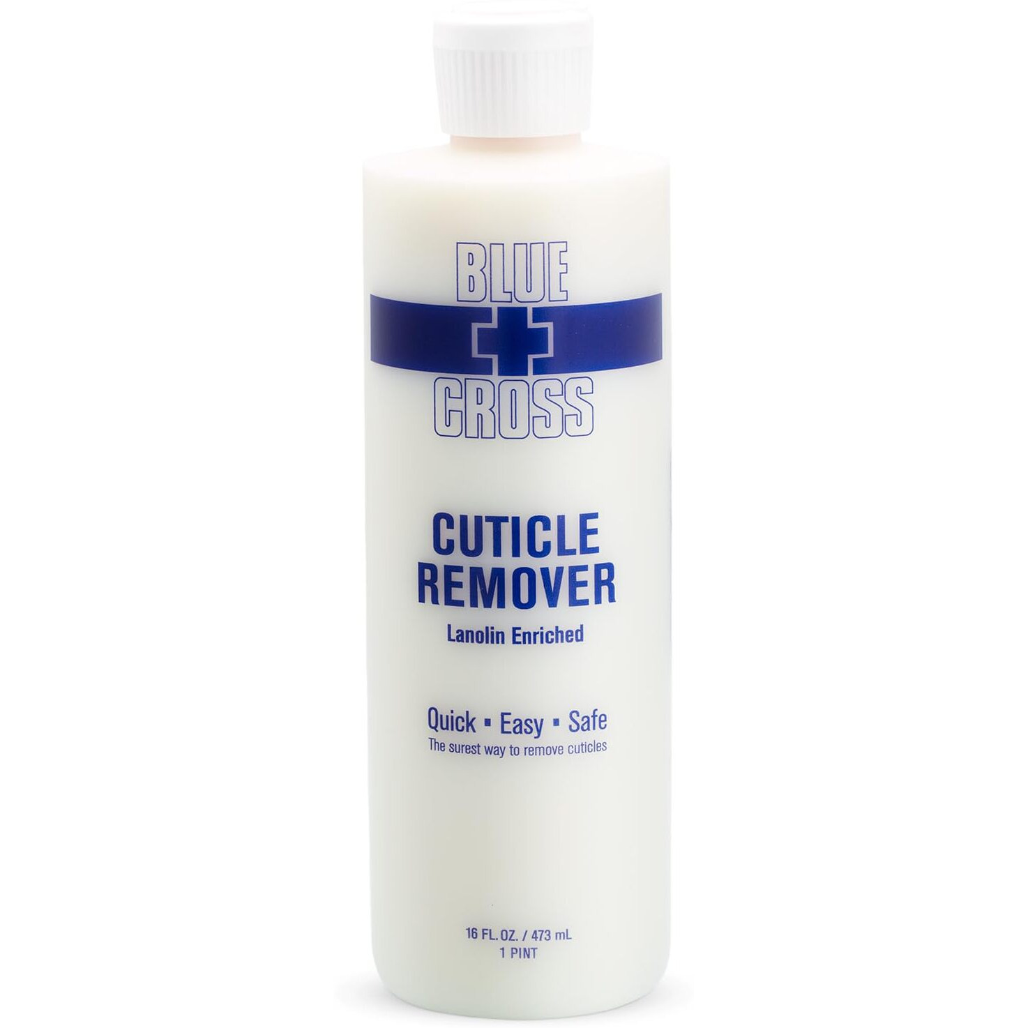 Blue Cross Professional Nail Care, Hydrating, Moisturizing, Strengthening Liquid Cuticle Remover + Softener With Lanolin For Brittle Nails, Hang Nails + Dry Cuticles, Made In Usa, 16 Ounce