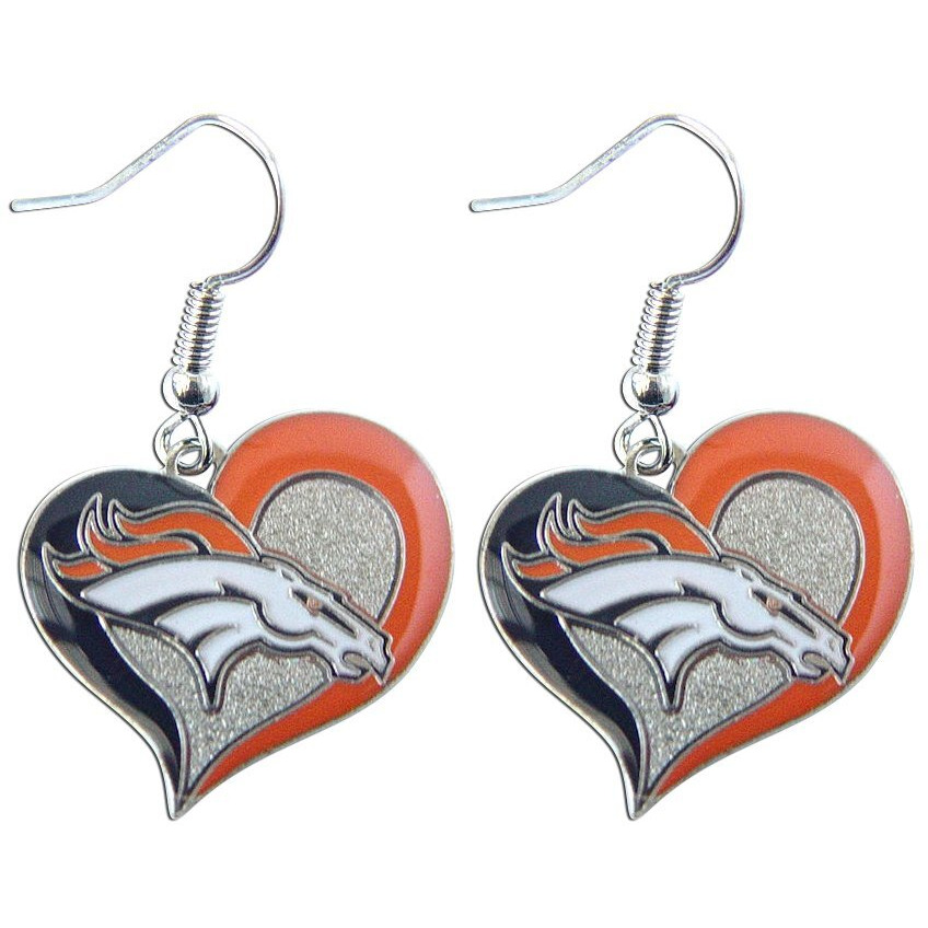 Nfl Denver Broncos Swirl Heart Earrings