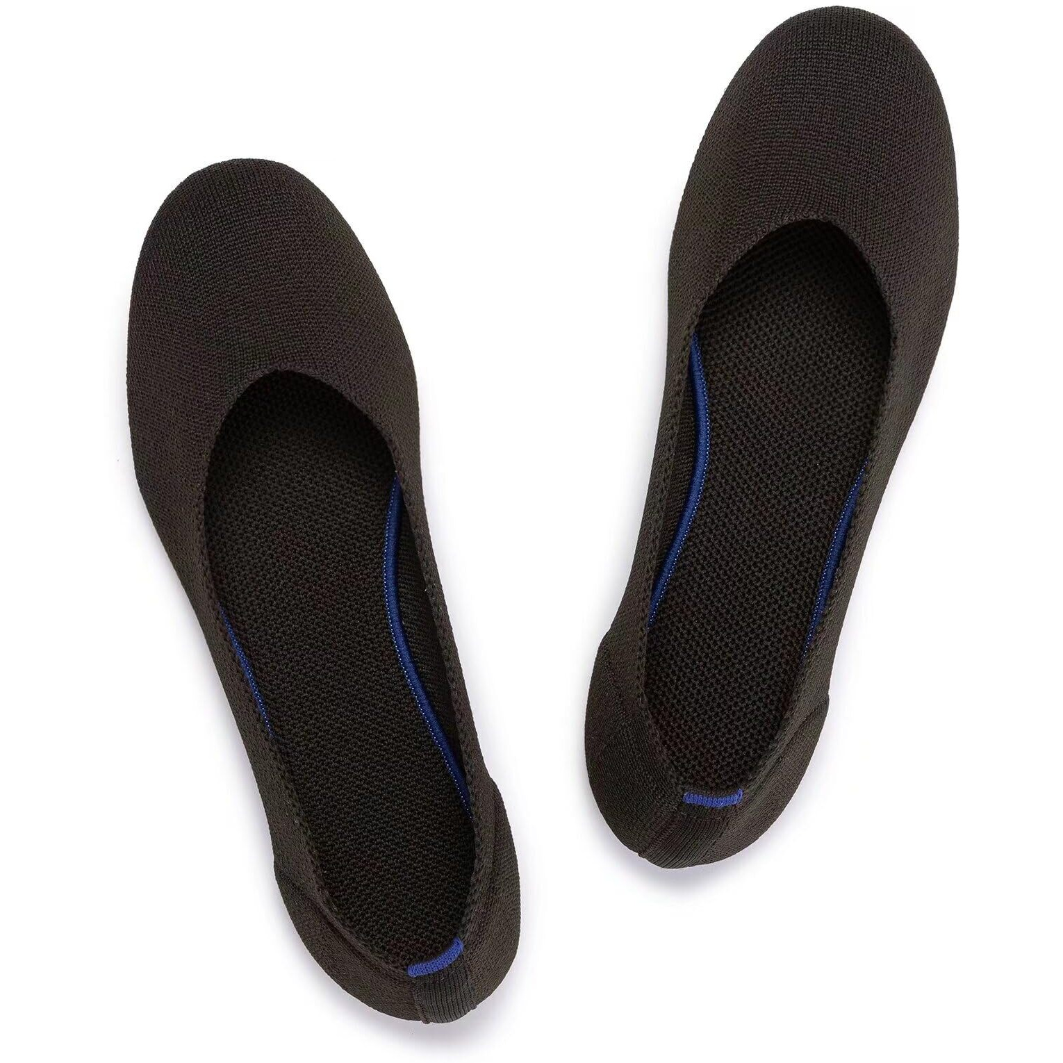 Frank Mully Womens Knit Ballet Flat Round Toe Slip On Flats Shoes Classic Low Wedge Ballerina Walking Flats Shoes, Bronze,10.5