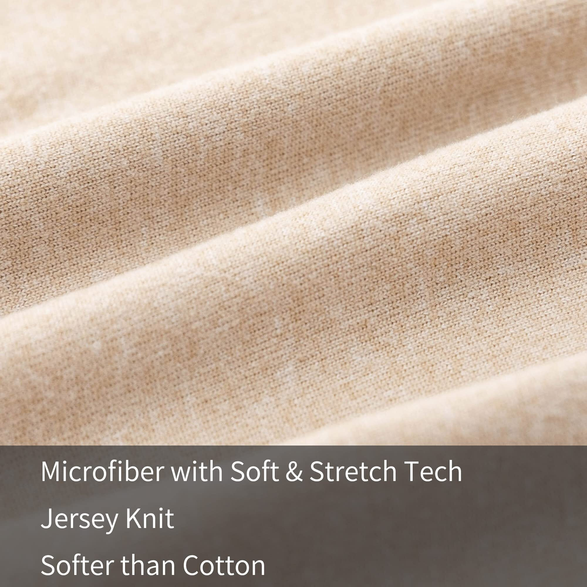 2-Pack Stretch Pillow Cases - Jersey Knit & Envelope Closure Pillowcases With Ultra Soft T-Shirt Like Polyester Blend - Suitable For Queen Or Standard Size Set Of 2, Heather Taupe