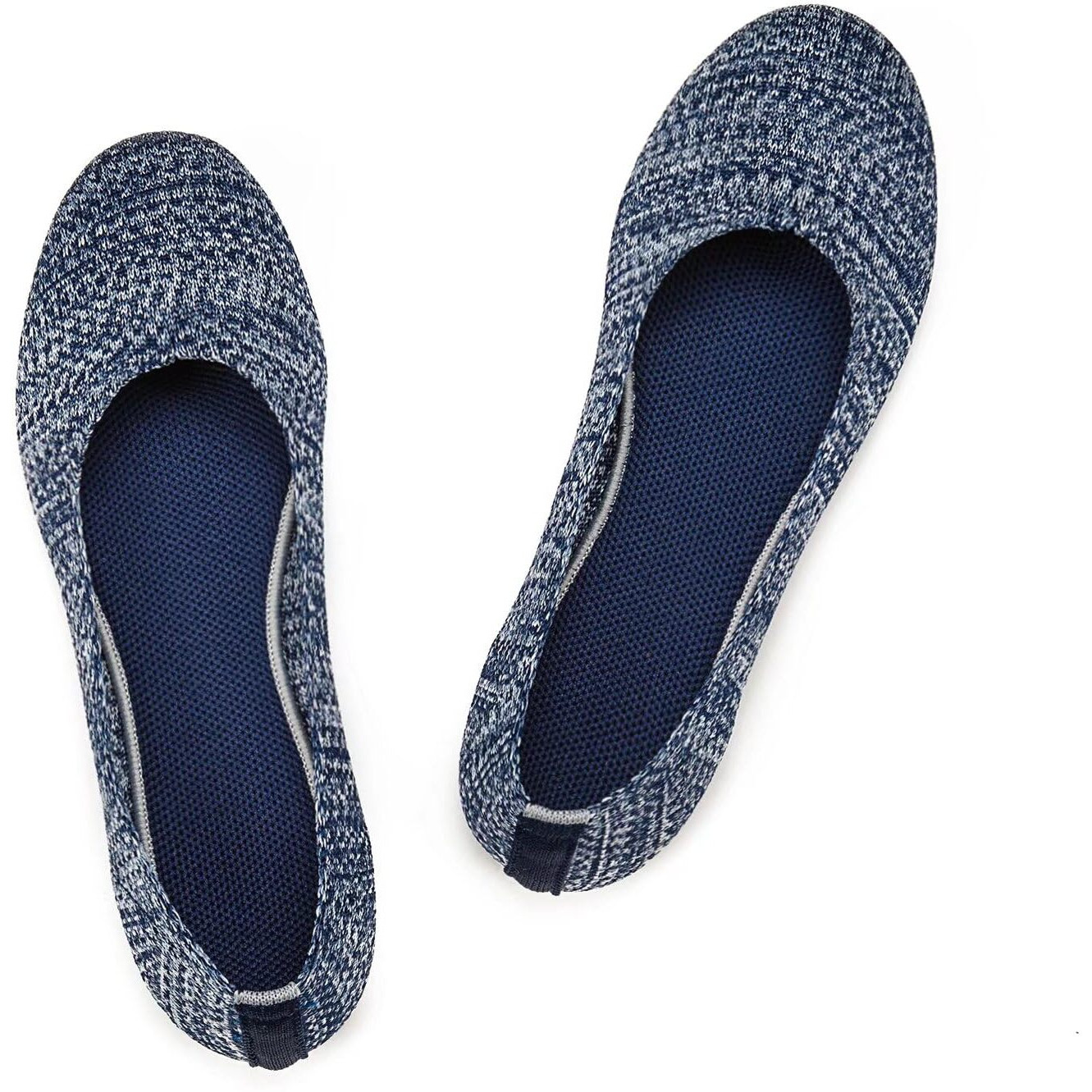 Frank Mully Womens Knit Ballet Flat Round Toe Slip On Flats Shoes Classic Low Wedge Ballerina Walking Flats Shoes, Blue Print, 6.5