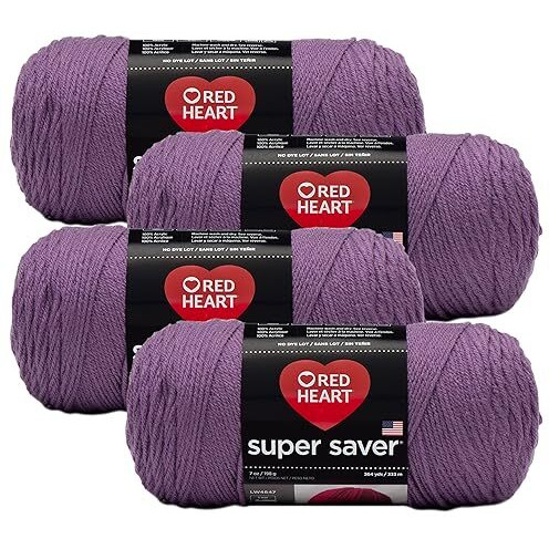 Red Heart Super Saver Yarn (4-Pack Of 5Oz Skeins) (Grey Heather)