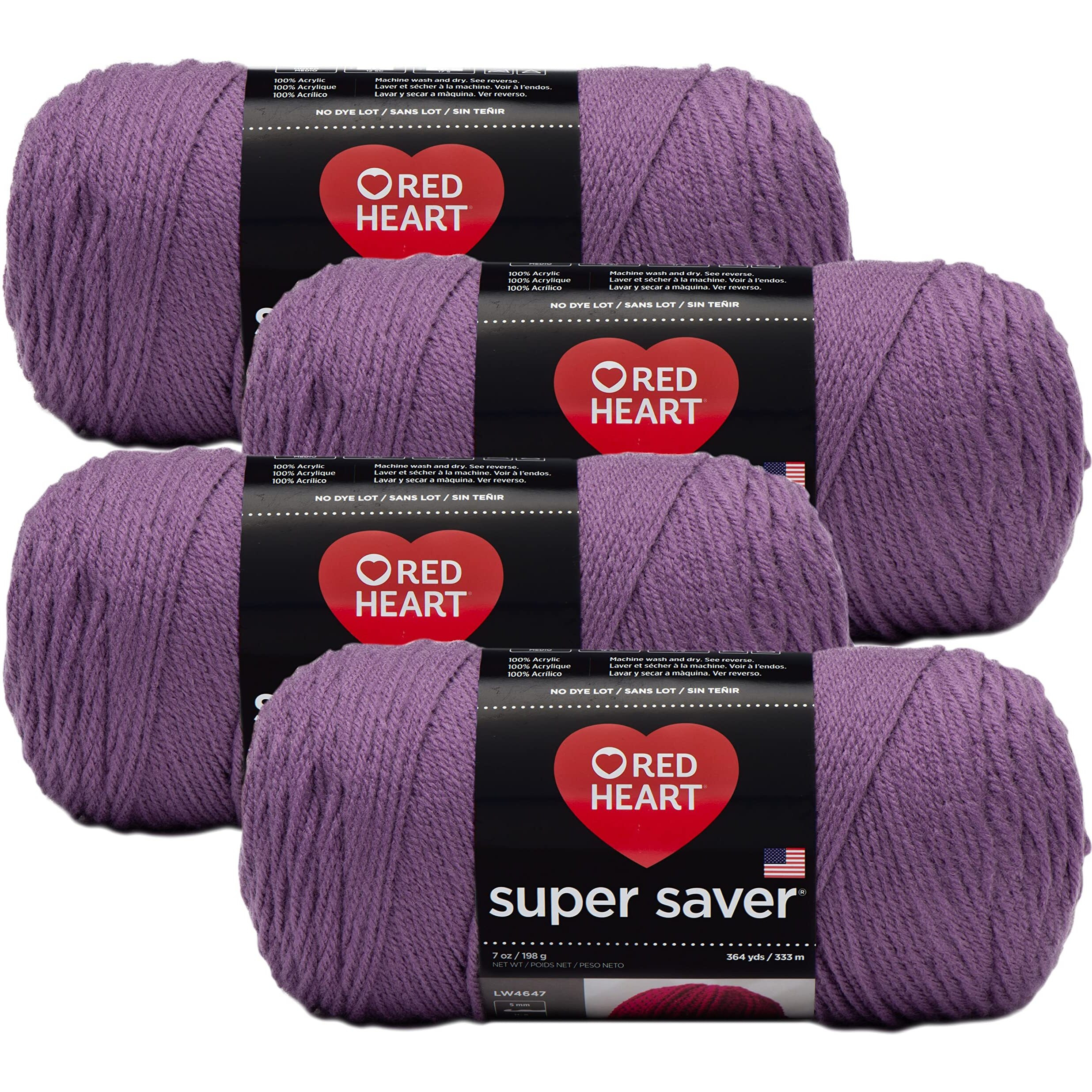 Red Heart Super Saver Yarn (4-Pack Of 5Oz Skeins) (Grey Heather)