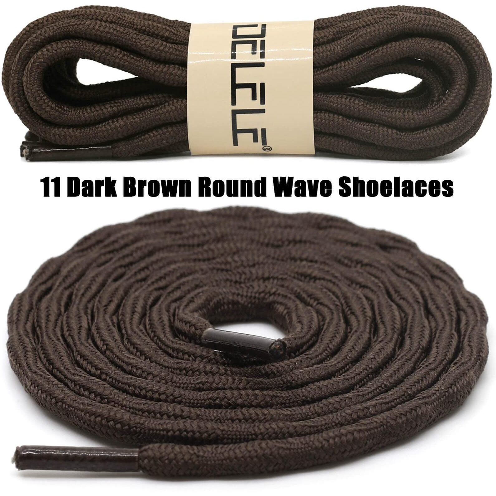 Delele 2 Pair Round Wave Shape Non Slip Heavy Duty And Durable Outdoor Climbing Shoelaces Dark Brown Hiking Shoe Laces Shoestrings-94 Inch