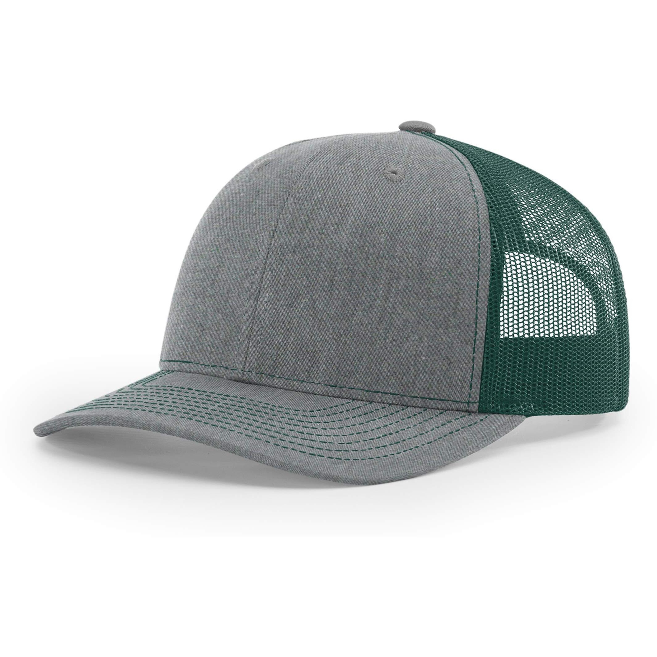 Richardson Unisex 112 Trucker Adjustable Snapback Baseball Cap, Split Heather Greydark Green, One Size Fits Most