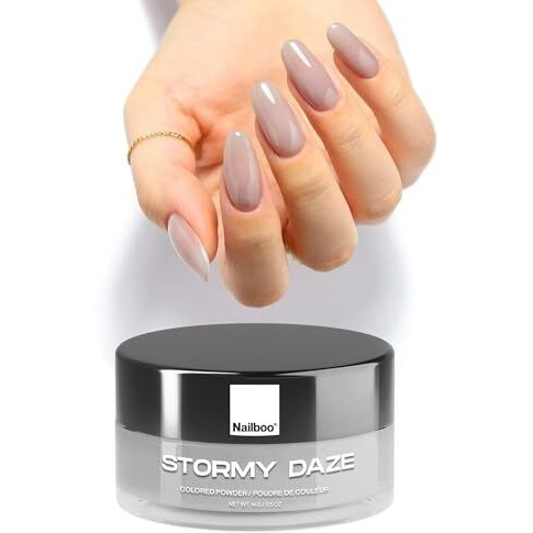 Nailboo Dip Powder For Nails, Stormy Daze - Cool Grey Nail Dipping Powder, Custom Made With Highly Pigmented Ultra-Fine Formula, No Uv Light Needed, Diy Nails At Home For Beginners Or Pros, 0.5 Oz