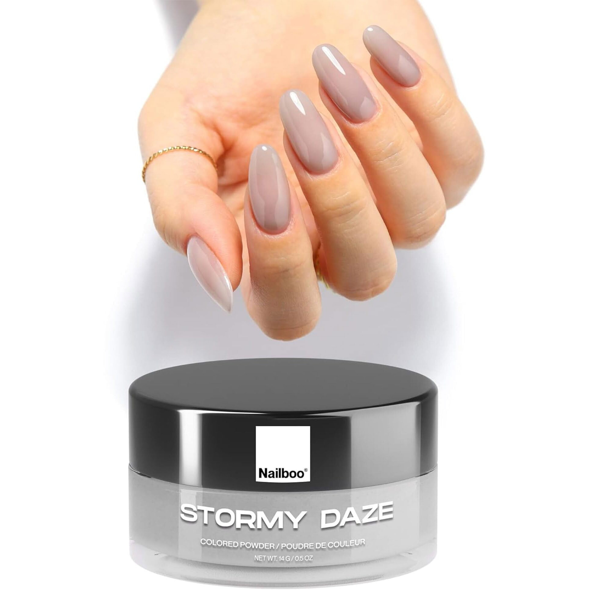 Nailboo Dip Powder For Nails, Stormy Daze - Cool Grey Nail Dipping Powder, Custom Made With Highly Pigmented Ultra-Fine Formula, No Uv Light Needed, Diy Nails At Home For Beginners Or Pros, 0.5 Oz