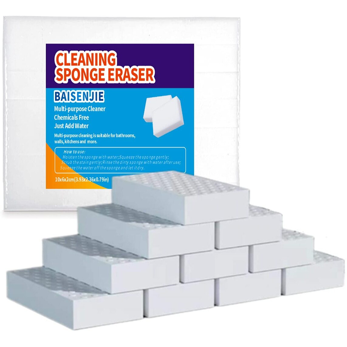 Magic Sponges Eraser ,50Pcs 2X Density Melamine Sponge Foam Cleaner For Bathtub, Floor, Baseboard, Bathroom, Wall,Kitchen,Furniture (50Pcs (2X Density), 3.93X2.36X0.79In)