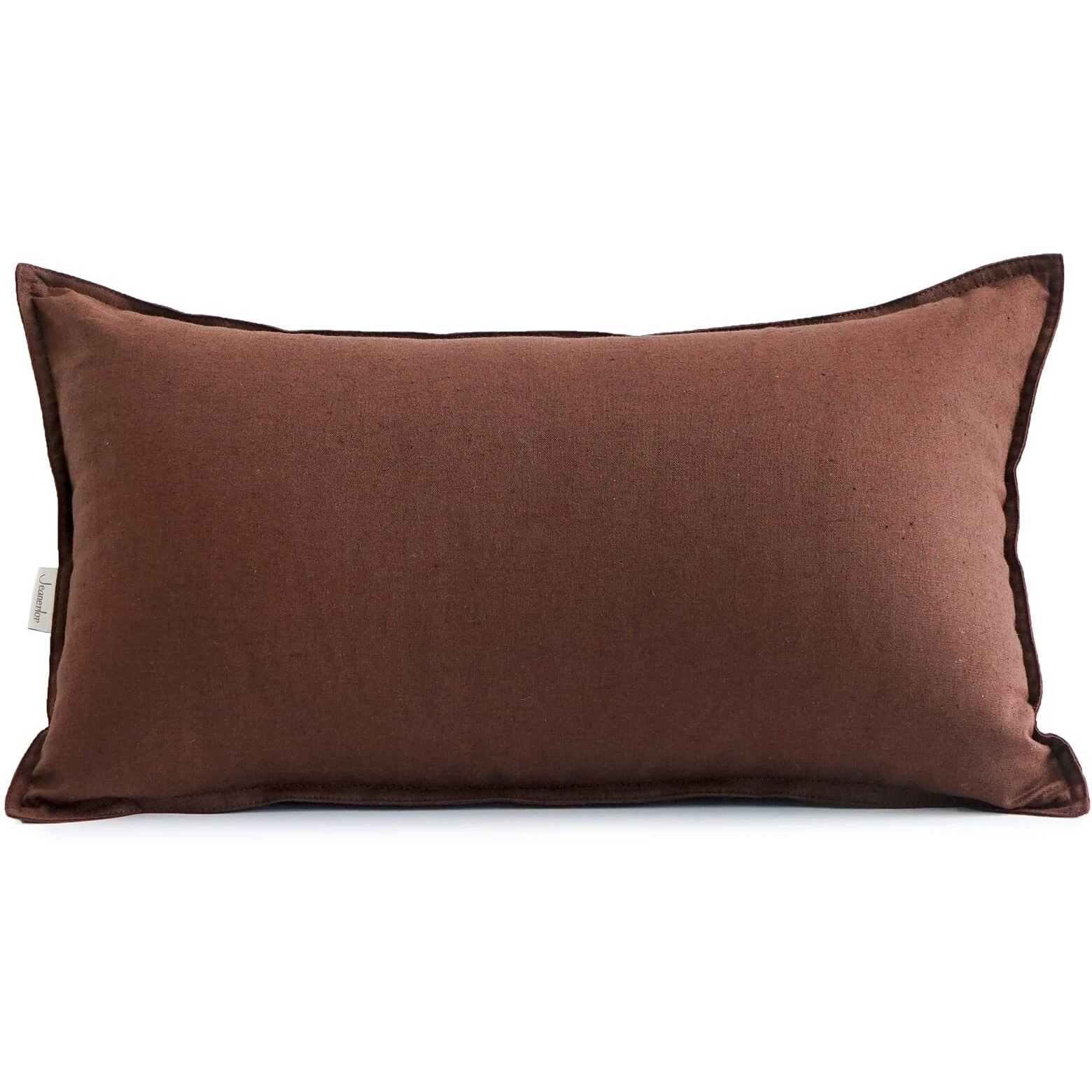 Jeanerlor Cotton Linen Decorative 12&quotX20" Lumbar Throw Pillow Case Cushion Cover With Twin Needles Stitch On Edge,For Wedding/Party/Gift/Car (30 X 50Cm), Reddish Brown