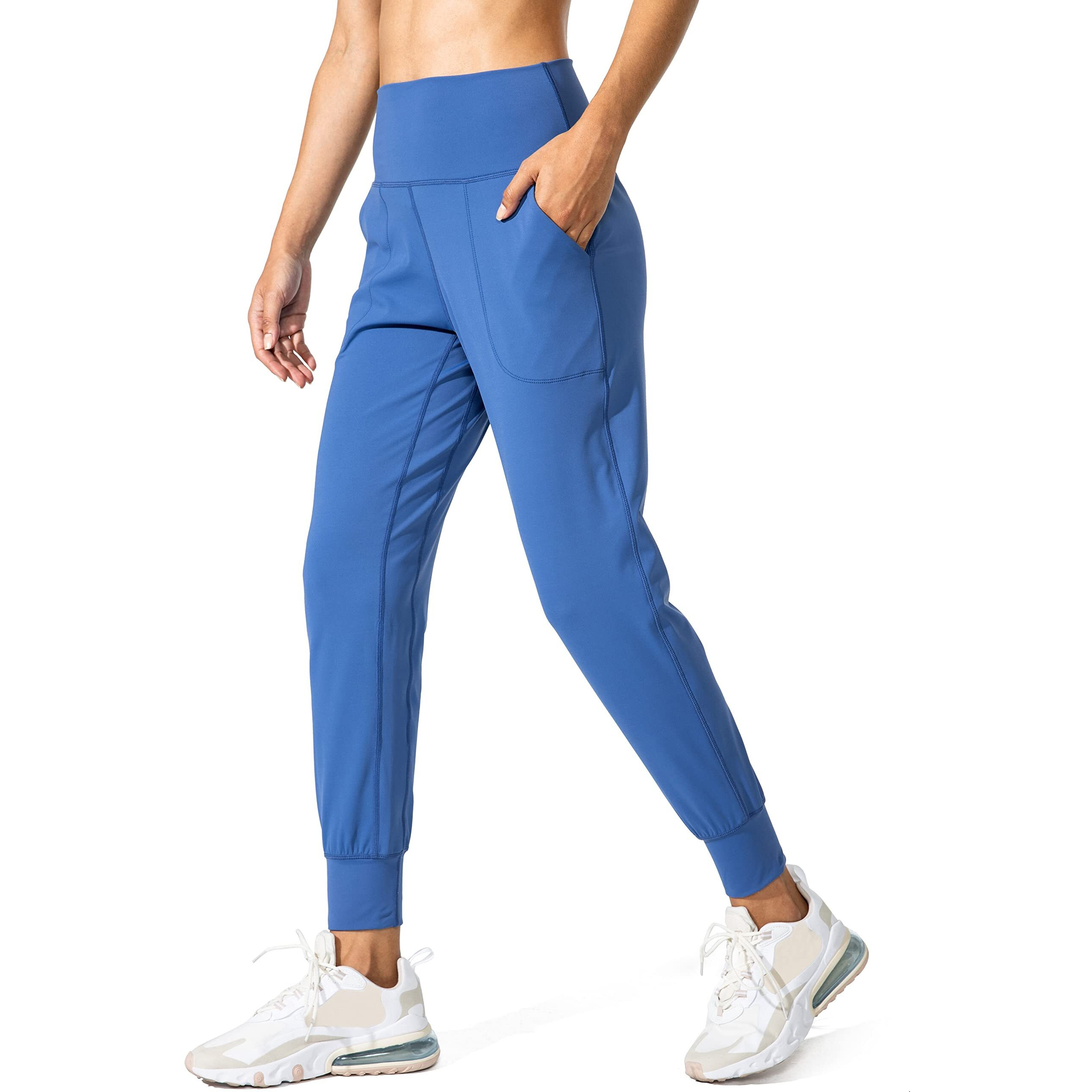 G Gradual Women's Joggers High Waisted Yoga Pants With Pockets Loose Leggings For Women Workout, Athletic, Lounge (Blue, Large)