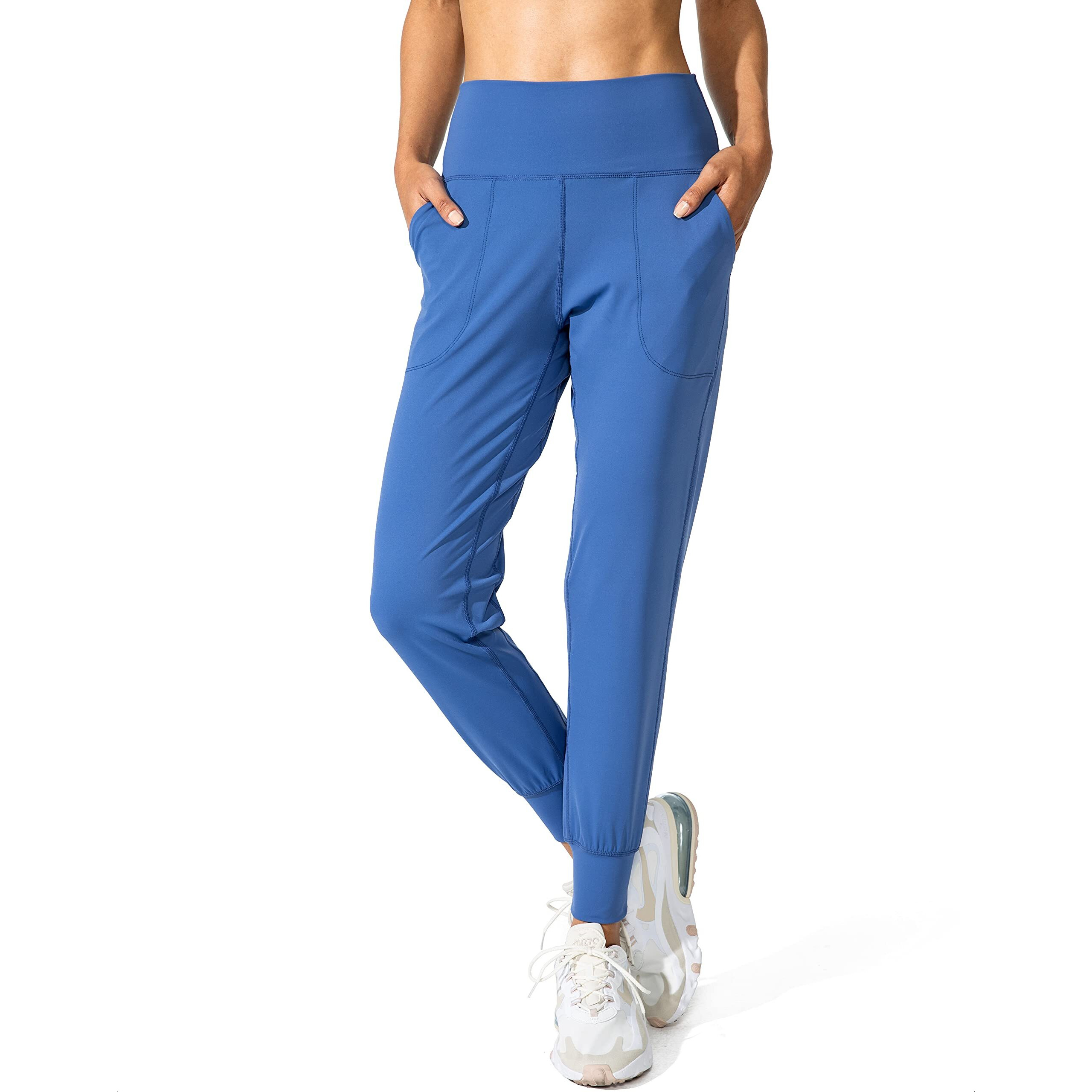 G Gradual Women's Joggers High Waisted Yoga Pants With Pockets Loose Leggings For Women Workout, Athletic, Lounge (Blue, Large)