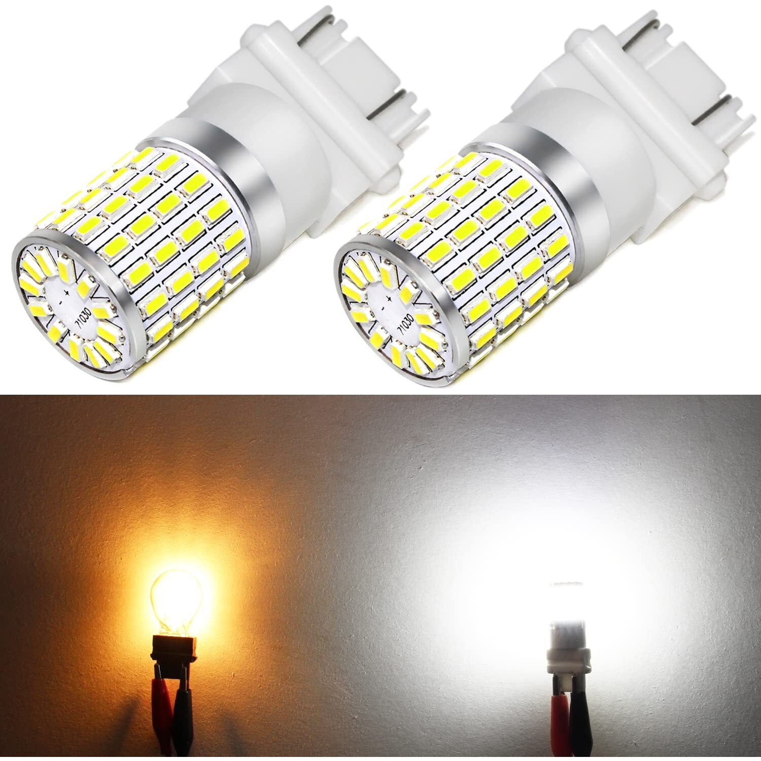 Phinlion 3157 Led Light Bulb Super Bright 3014 72-Smd High Power 3156 3057 3457 4057 4157 3157 Led Bulbs For Backup Reverse Brake Tail Turn Signal Lights, 6000K Xenon White