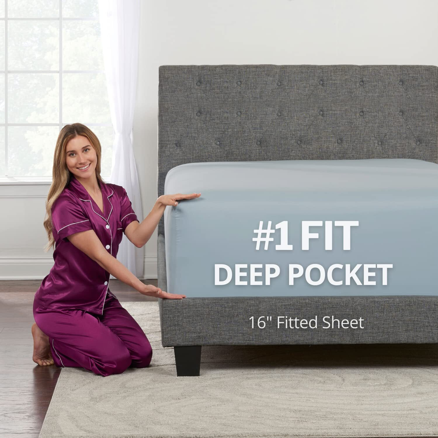 King Fitted Sheet - Real [16-Inch] Extra Deep Pocket King Size Fitted Sheet Only - Your Perfectly-Fit Fitted Sheet For 14-18 Deep Mattress - Best Fit Bottom Deep Fitted Bed Sheet - Baby Light Blue