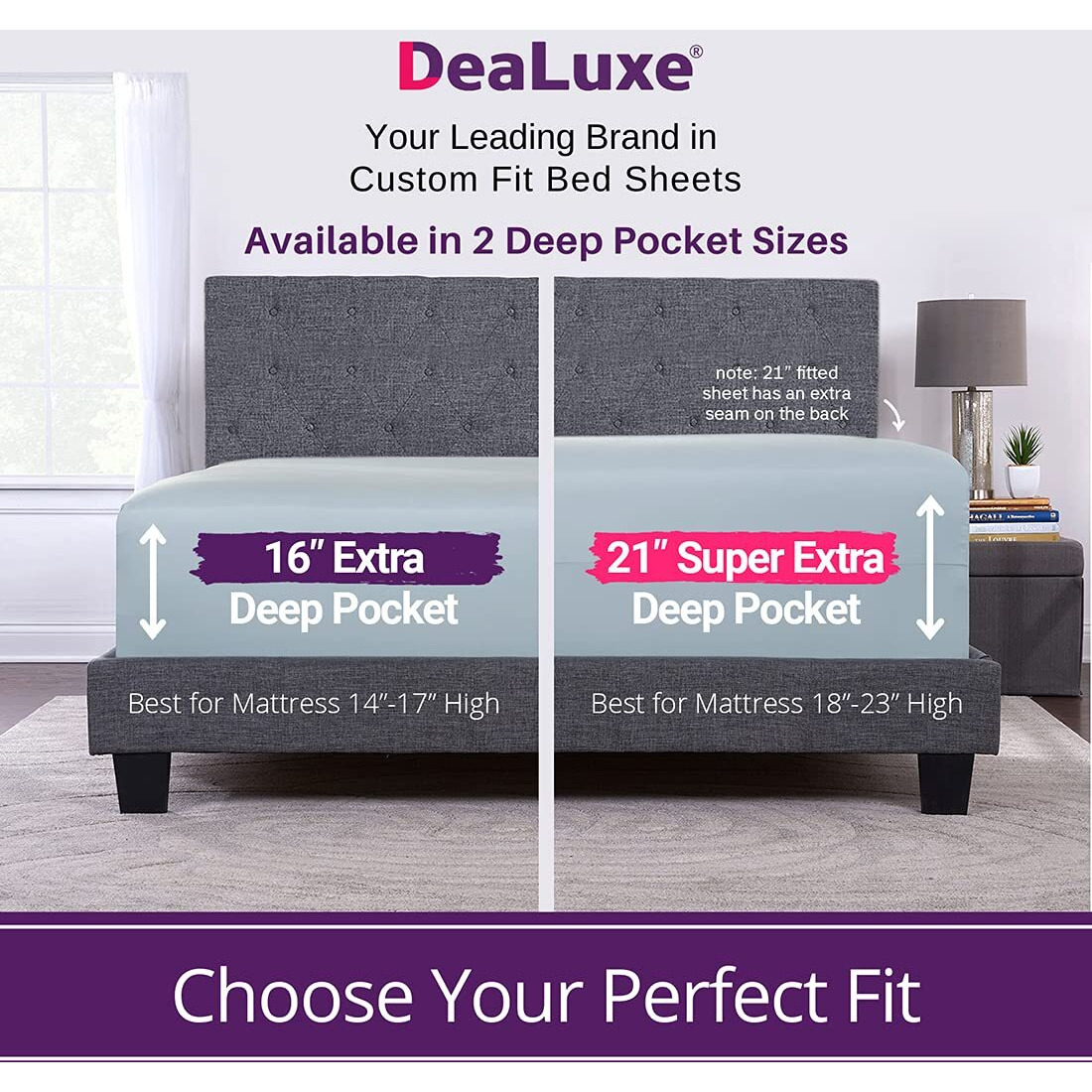 King Fitted Sheet - Real [16-Inch] Extra Deep Pocket King Size Fitted Sheet Only - Your Perfectly-Fit Fitted Sheet For 14-18 Deep Mattress - Best Fit Bottom Deep Fitted Bed Sheet - Baby Light Blue