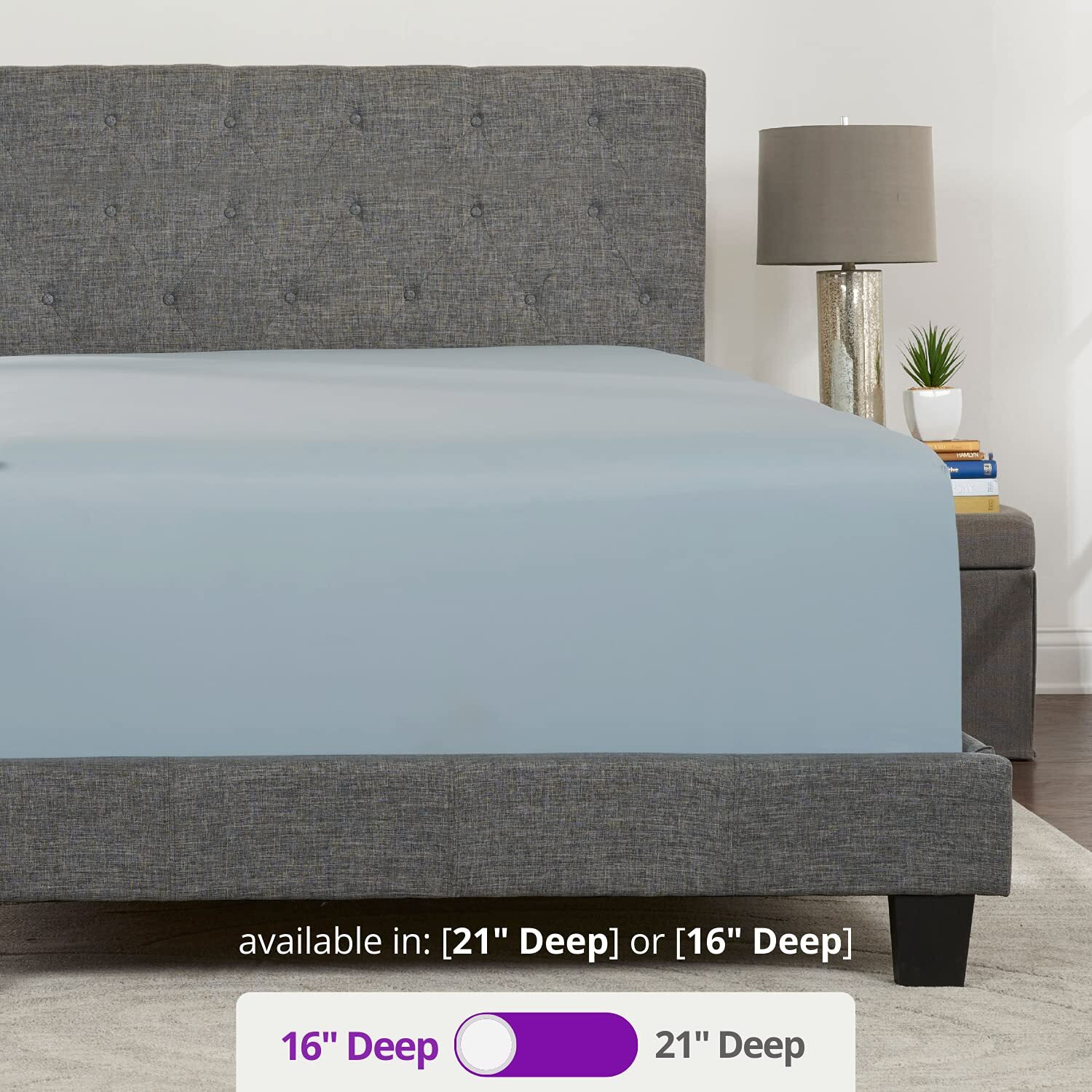 King Fitted Sheet - Real [16-Inch] Extra Deep Pocket King Size Fitted Sheet Only - Your Perfectly-Fit Fitted Sheet For 14-18 Deep Mattress - Best Fit Bottom Deep Fitted Bed Sheet - Baby Light Blue