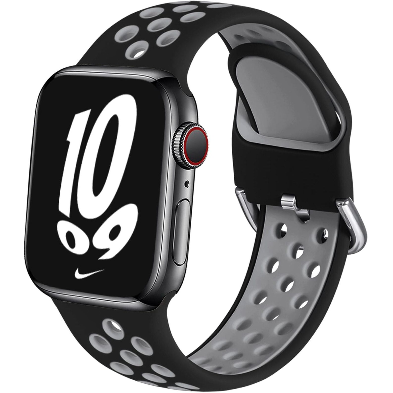 Muranne Compatible With Apple Watch Bands 42Mm 44Mm 45Mm For Men And Women, Soft Silicone Wristband Replacement Sport Loop Compatible With Iwatch Se Series 7 6 5 4 3 2 1, Black/Gray, M/L