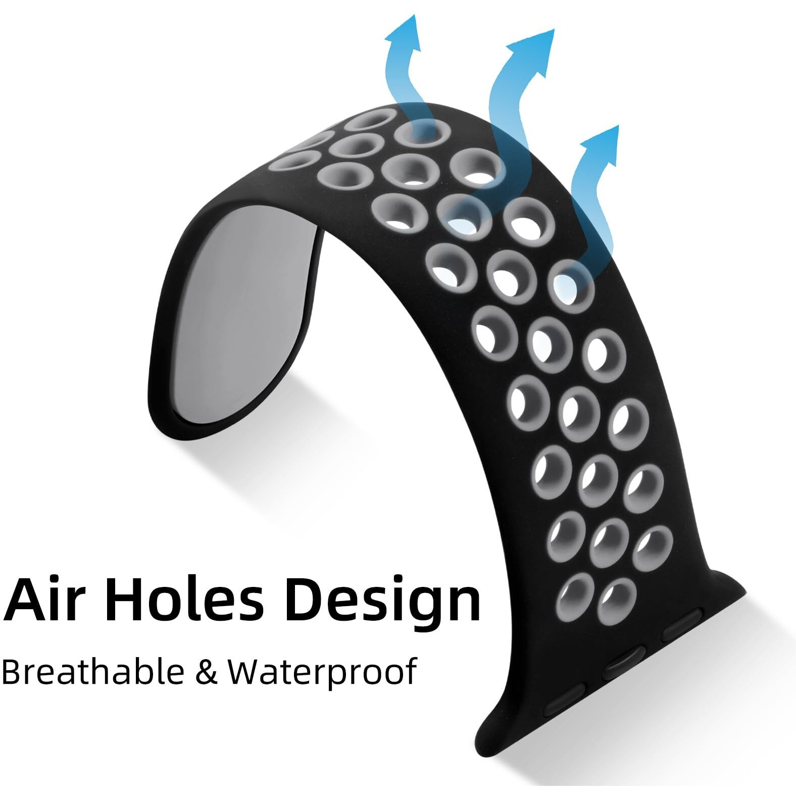 Muranne Compatible With Apple Watch Bands 42Mm 44Mm 45Mm For Men And Women, Soft Silicone Wristband Replacement Sport Loop Compatible With Iwatch Se Series 7 6 5 4 3 2 1, Black/Gray, M/L