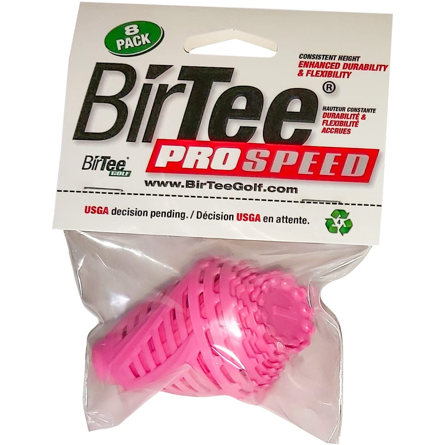 Birtee Golf Tees - Pro Speed Version With Enhanced Durability - 8 Pack. Indoor Golf Tees/Golf Simulator Tees/Winter Golf Tees. (Pink)
